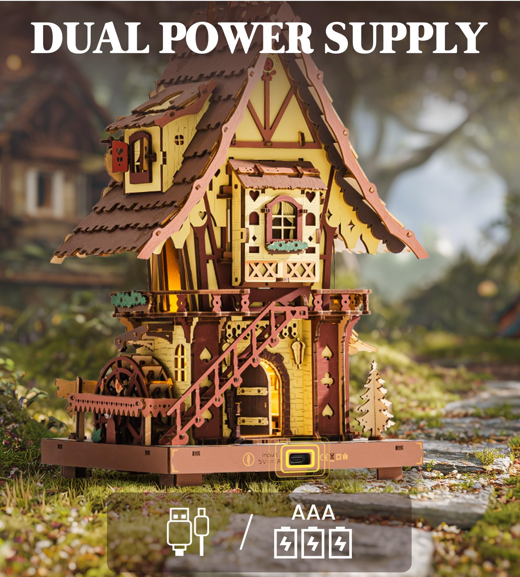 ROKR Cuckoo Clock 3D Wooden Puzzle Model kits For Adult to Build Home German Black Forest Style Decoration Gift Coloured LC901C - Image 3
