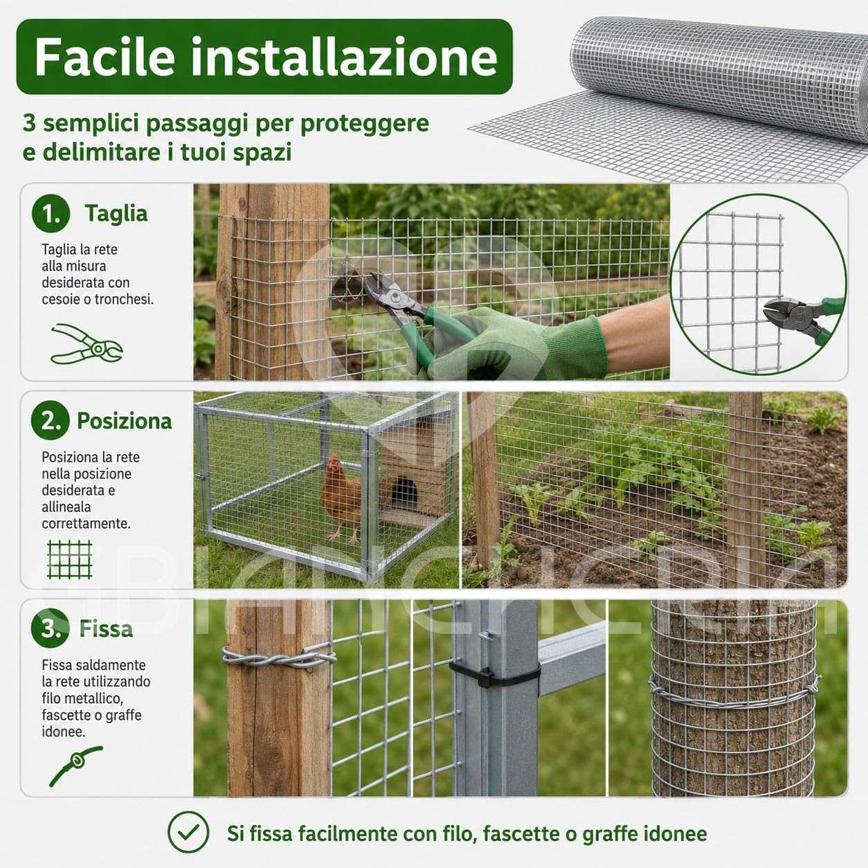 GBiancheria Rete Zincata in Rotolo Elettrosaldata a Maglia 12,5 x 12,5 mm, Filo 0,9 mm, Rete Metallica per Pollaio, Voliera, Orto, Giardino e Recinzioni (1,5 x 10 mt)