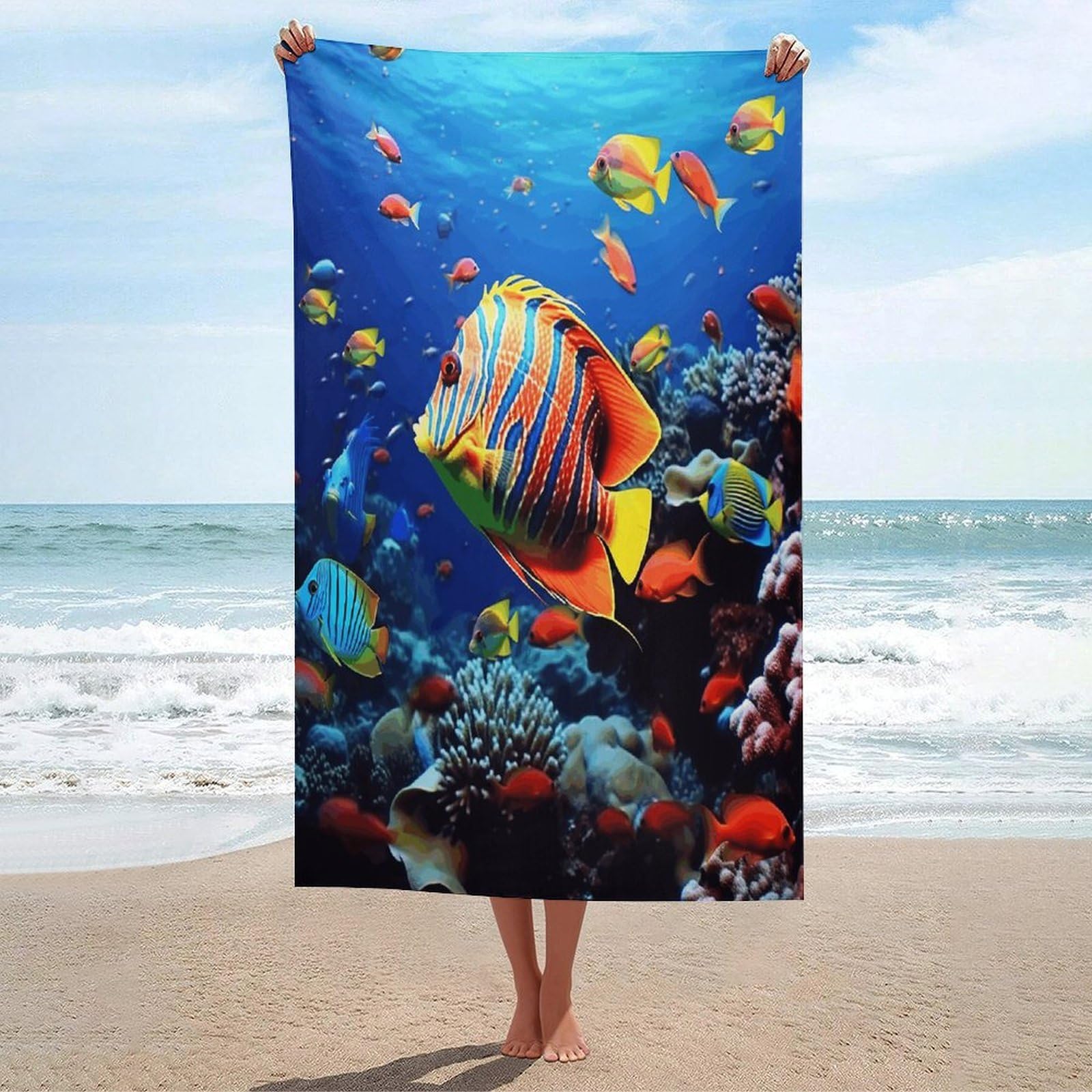 Adfgyerh Unisex Style Sea Fishes Bath Towels Beach Towel Lightweight Quick Dry, Bath Towel For Travel Sports Pool Swimming Bath Camping Yoga Adults130x80cm