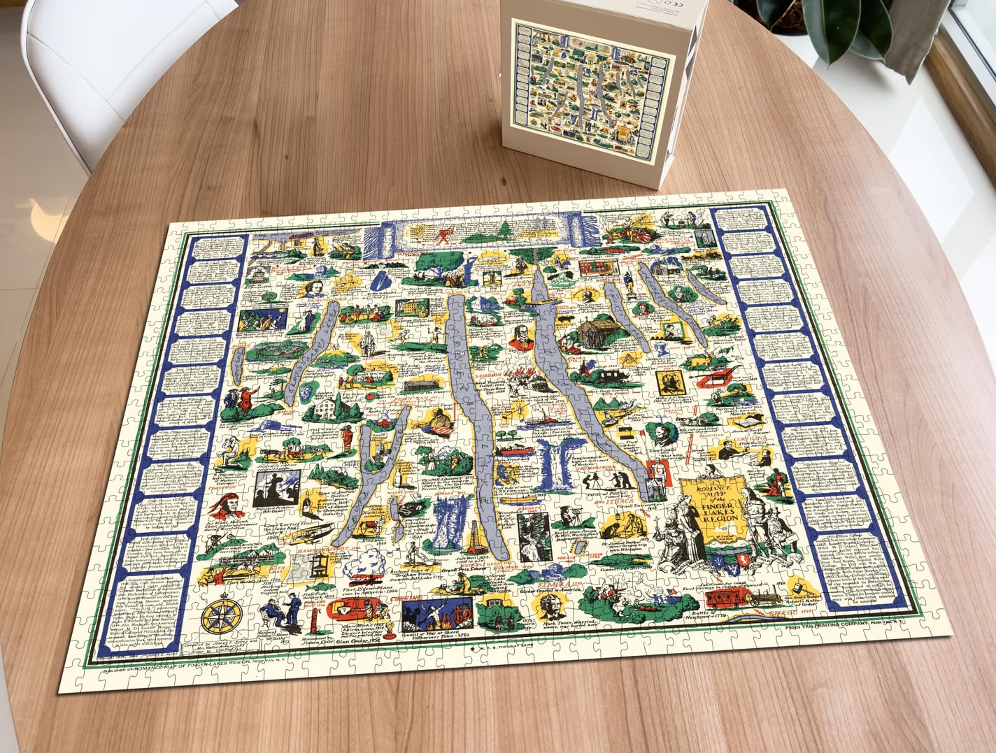 Puzzle adulte de 1000 pièces | 1962 | Région des Lakes de Finger Lakes de New York | Fait main | Jeu de puzzle