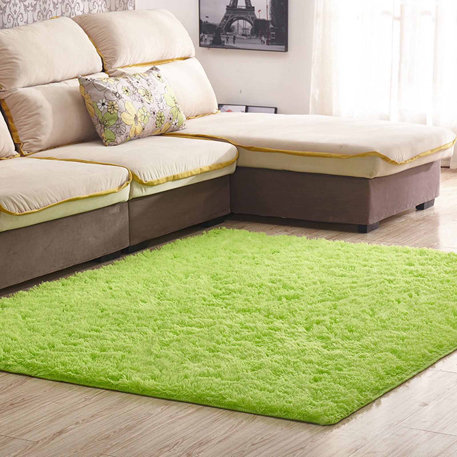 OPFdfhDFH Carpets, Luxury Fluffy Shag Lounge Area Rug Non Shedding Dense Rugs Soft Touch Chic Traditional Ideal For Living Room,Bedroom(Green,40x60)