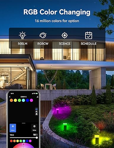 Miniatura 2 de Luces de camino al aire libre 500LM, iluminación de paisaje de bajo voltaje, aplicación inteligente y control Alexa, IP67 impermeable, luces de