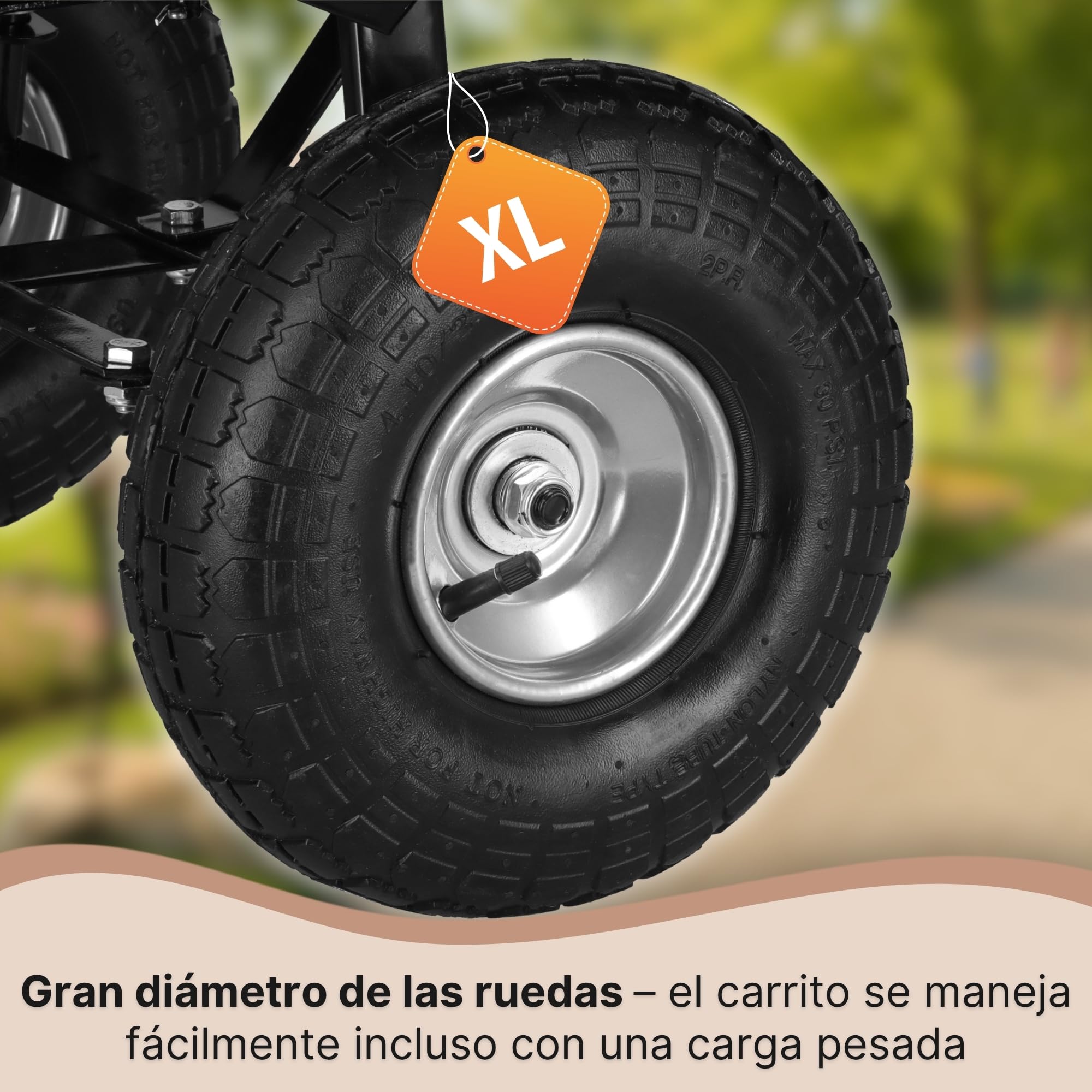 SPRINGOS Carro de jardín con función basculante, carretilla de transporte de 250 kg, 75 l