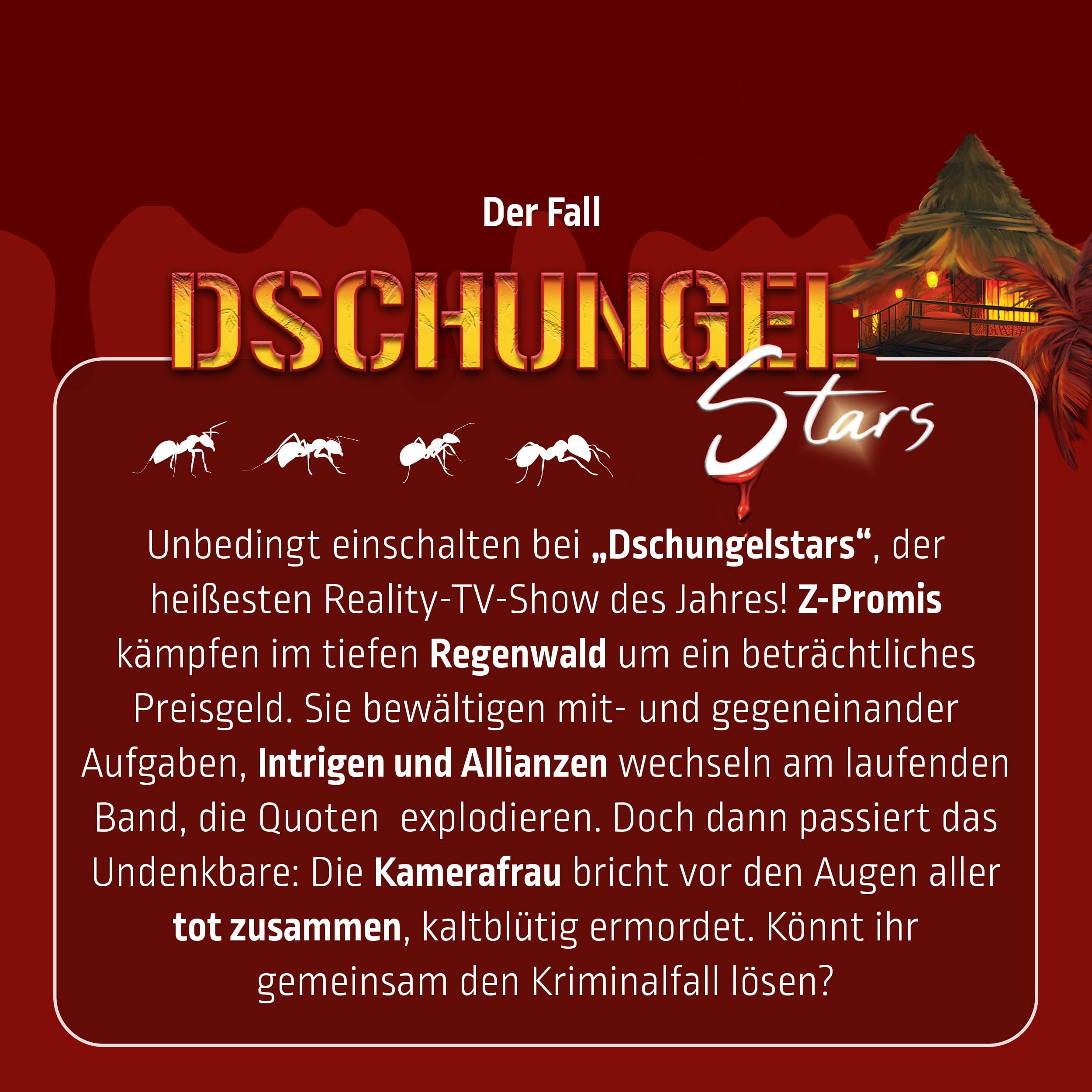 MORD bei Tisch Krimidinner für Zuhause - 4 bis 6 Personen - Der Dschungelstars Fall - Das Krimi Spiel ab 16 Jahren – Ideal als Krimi Dinner für eine mörderische Dinnerparty