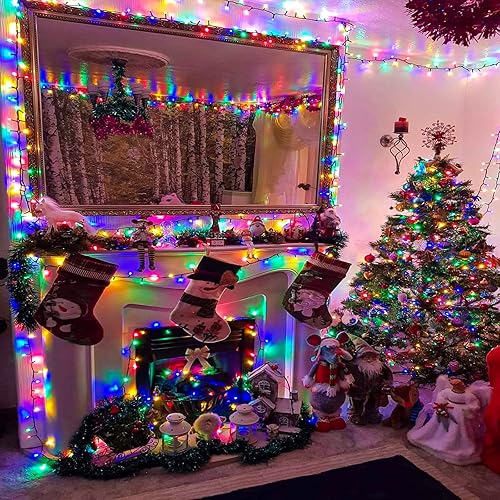 Miniatura 9 de Luces de Navidad multicolor para exteriores, 300 luces LED para árbol de Navidad de 100 pies con 8 modos impermeables, tira conectable, luz