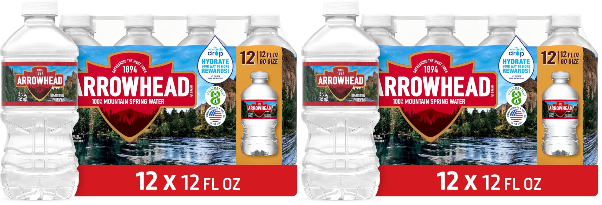 Arrowhead Mountain Spring Water Bottles, 24 Pack - Still Bottled Water with Naturally Occurring Minerals & Electrolytes for Taste - 12 Fl Oz