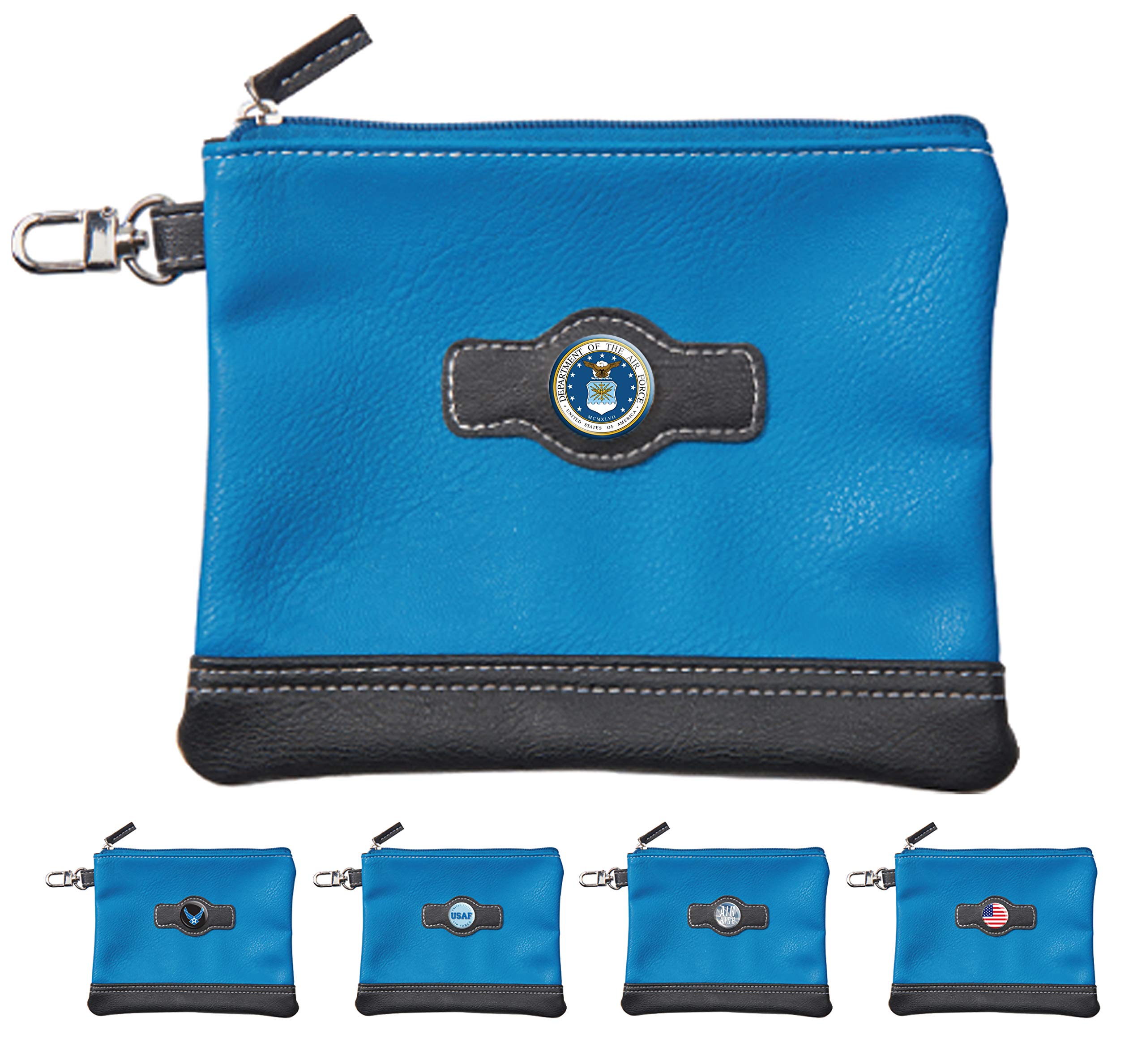 Clip Wipes Air Force Golf Valuables Pouch with Zipper (Blue-Seal)