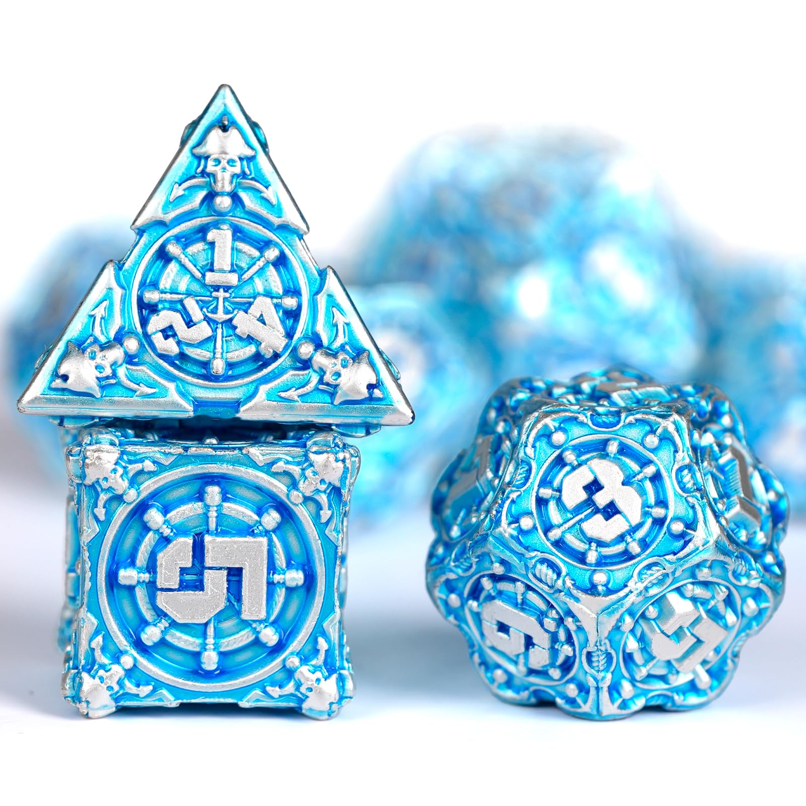 HKDZ Dnd Dice 7Pcs Set, Polyhedral Rpg Dnd Dice, D&d Dice For Role Playing Table Game Dungeons And Dragons Dice Mtg Pathfinder D&d Dice Set colorful, Silver Tiffany Blue