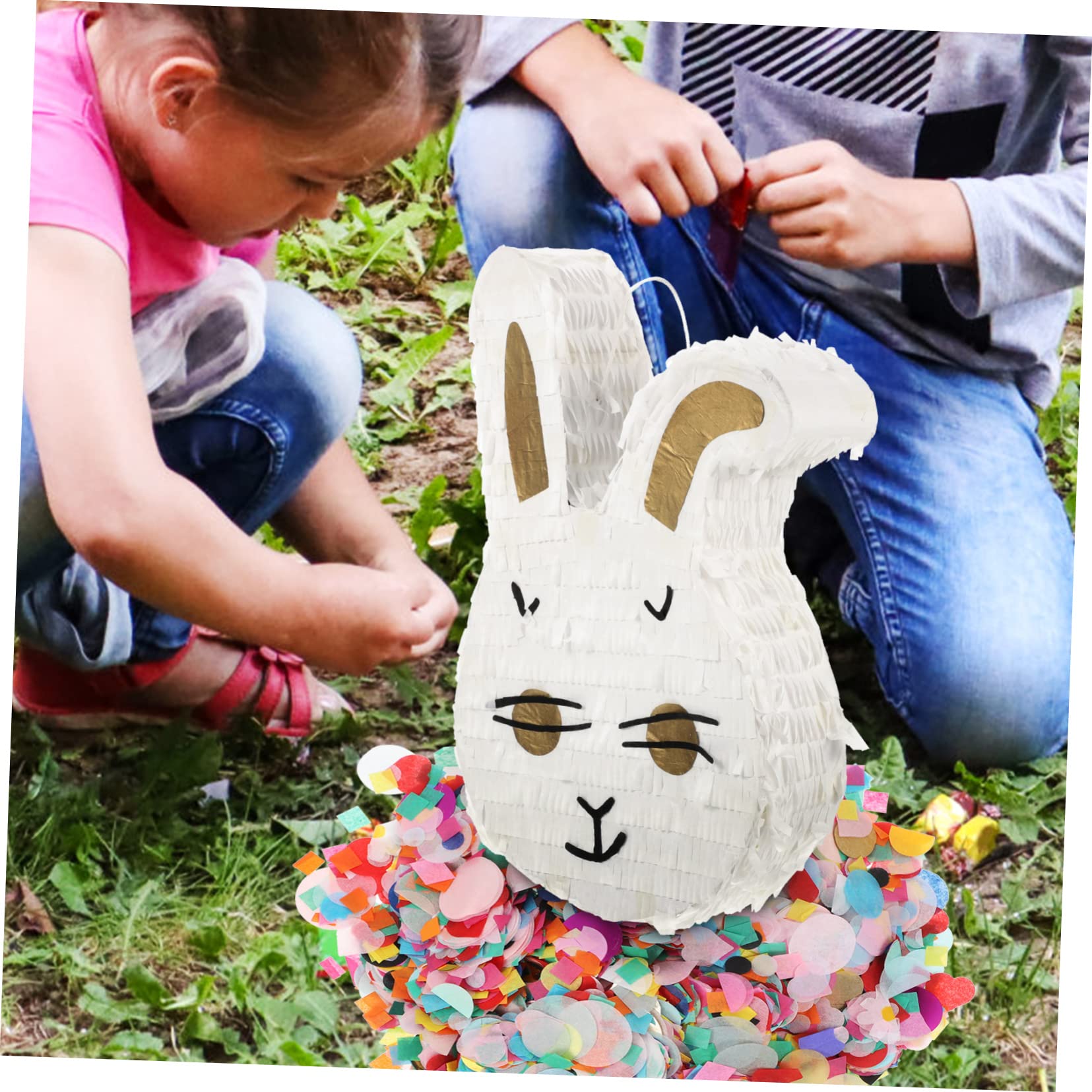 Cabilock 1 Juego Piñata Favores De La Fiesta De Pascua Decoración De Pascua Cinco Decoraciones Para Fiestas Temáticas De Conejitos Confeti Redondo Papel Niño Conejo Suministros De Juego