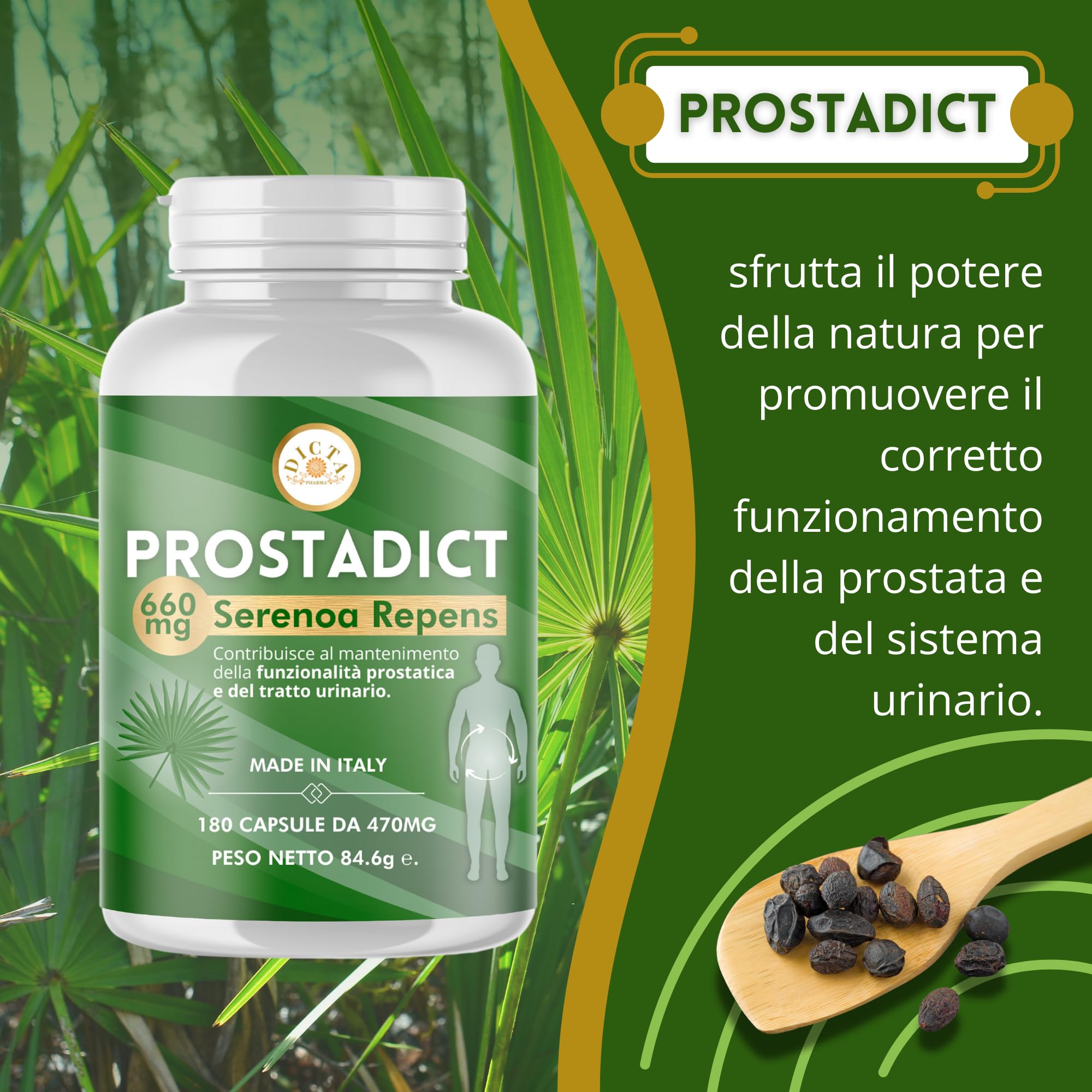 Serenoa Repens 660mg Saw Palmetto 180cps | Integratore Prostata Uomo con Estratto di Epilobio, Ortica e Pygeum per il Supporto delle Vie Urinarie Uomo