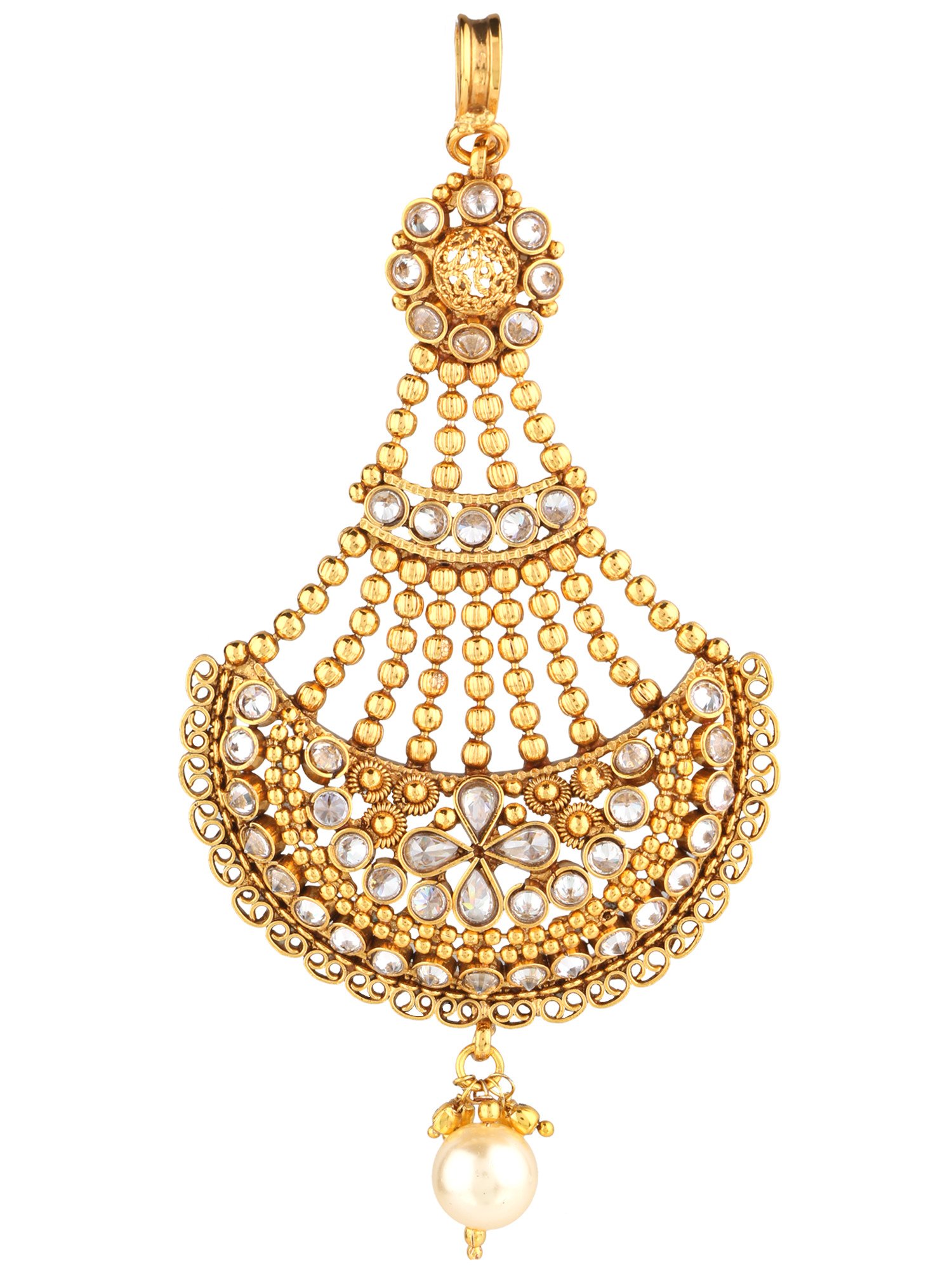 ACCESSHERAntique Gold Jhoomar Passa for Women