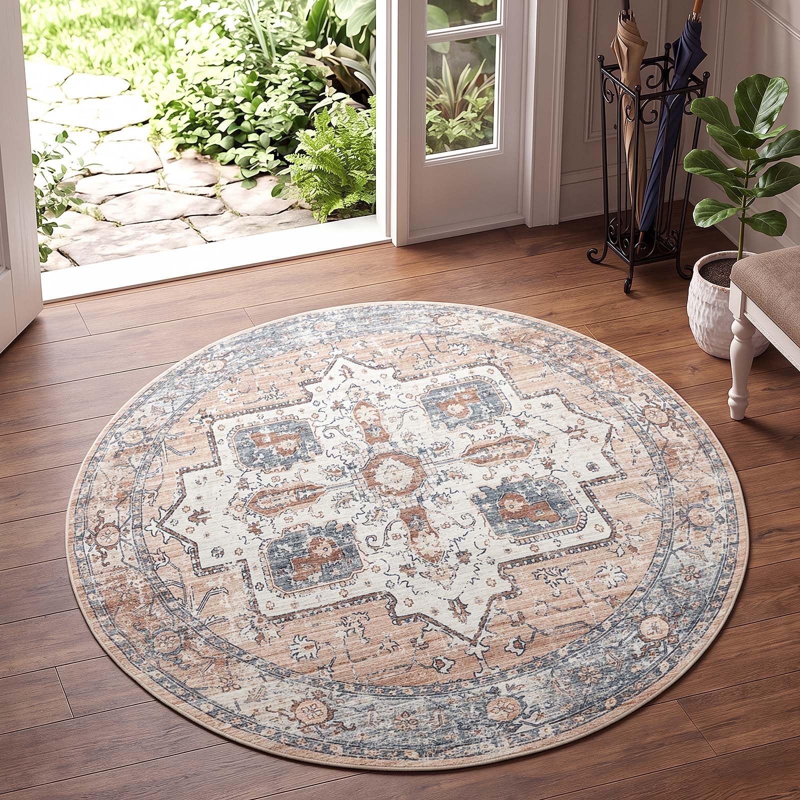 Amazon.com: jinchan Round Rug 4ft Area Rug - Machine Washable 4