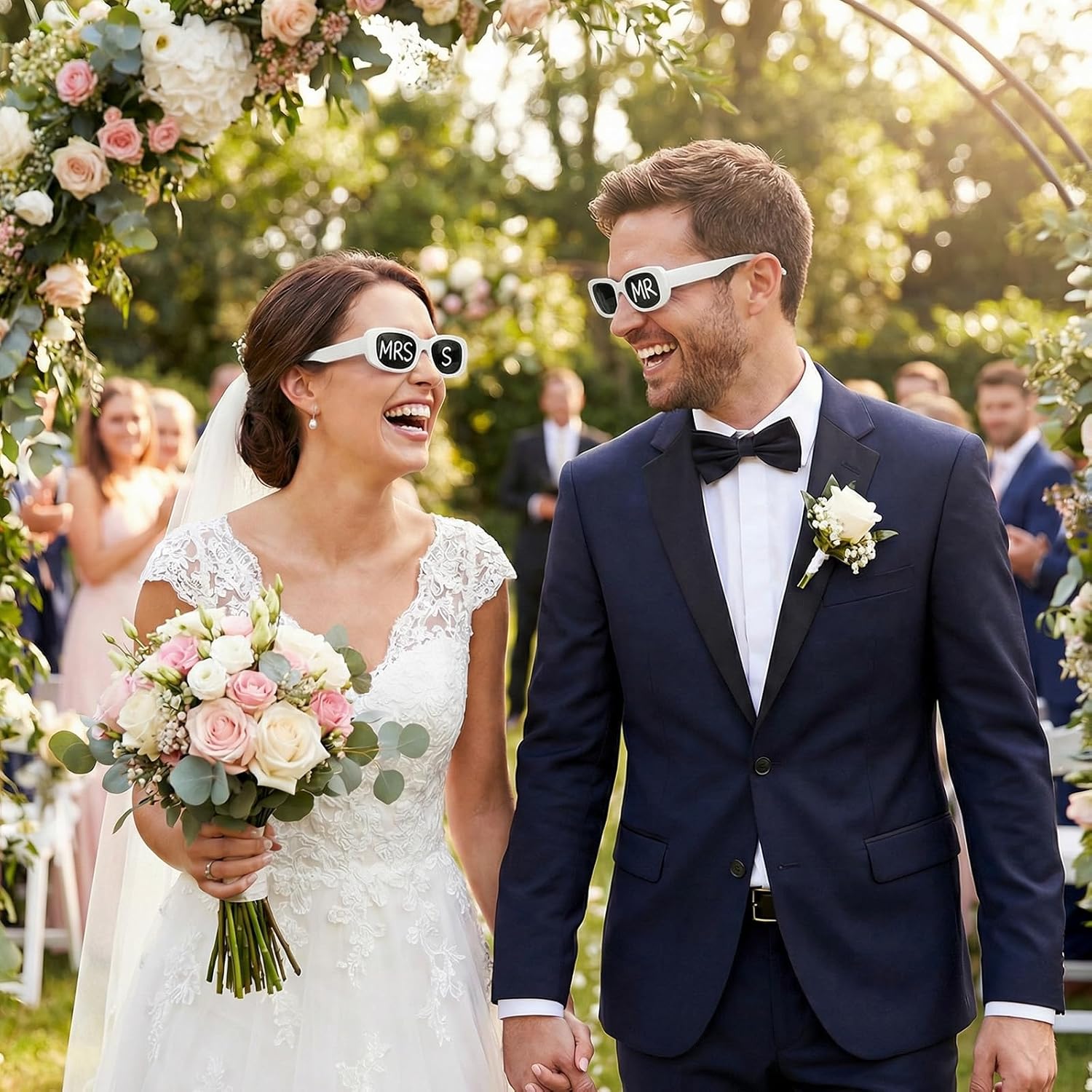 12 Pcs Wedding Sunglasses White Glasses Bulk with 5 Marker Pens, Customizable Retro Rectangle Frames Party Favors for Bachelorette Birthday Bridal Shower Wedding Party Guests Men Women - Image 6