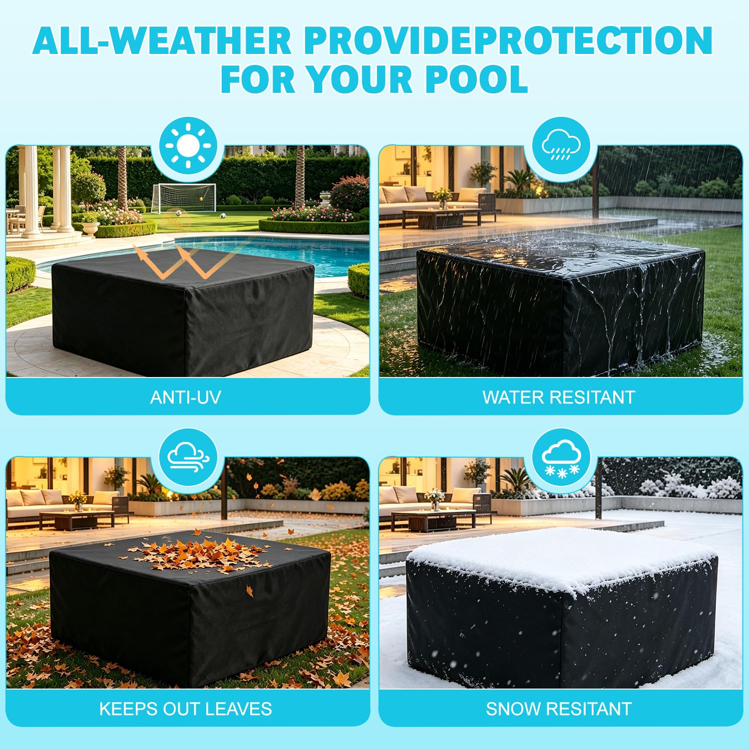 Cubierta para jacuzzi, 220 x 220 x 70 cm, cobertura completa 420D, resistente a los rayos UV, impermeable, portátil, para jacuzzis al aire libre, reemplazo ideal para 6 personas (negro 220 x 85 cm)