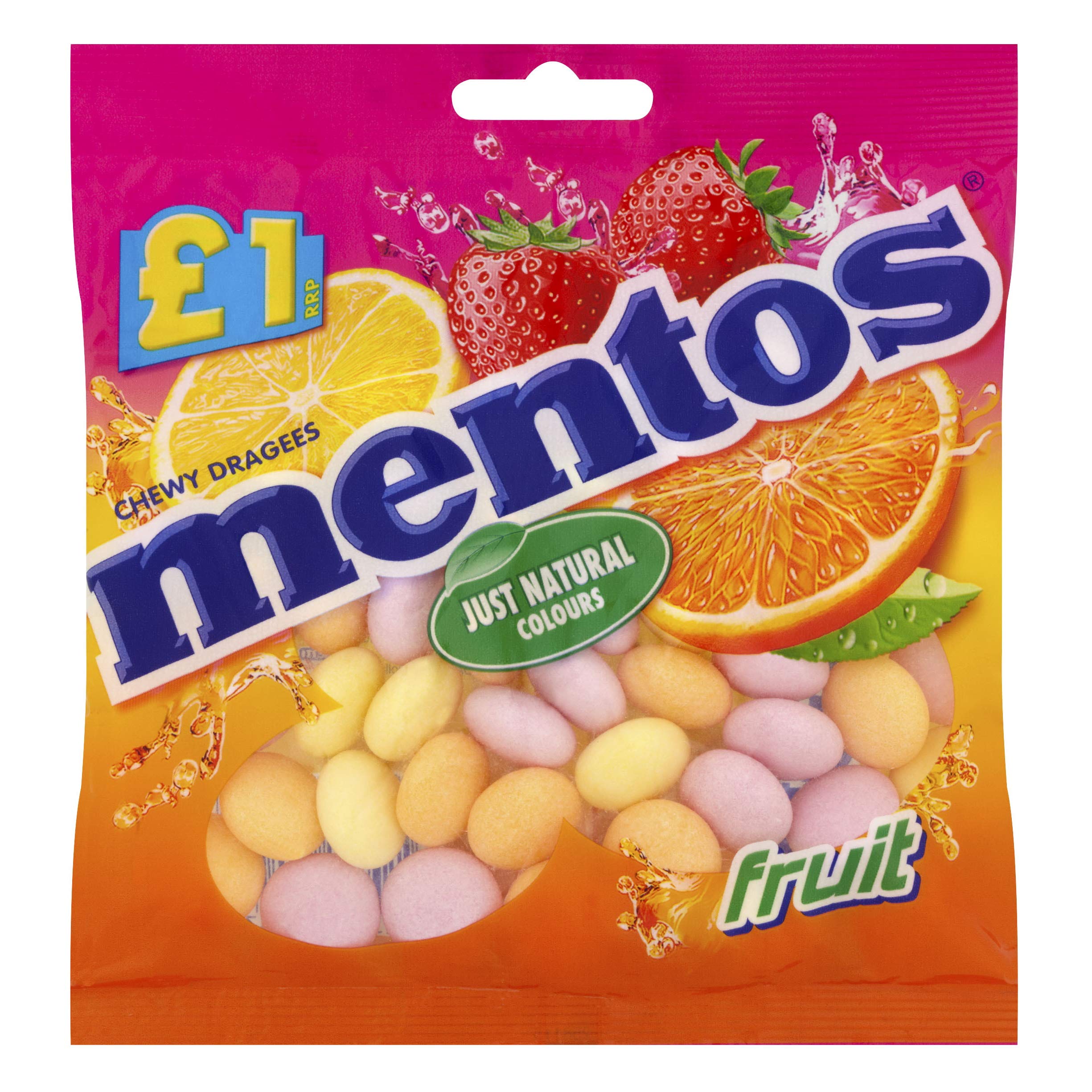 MentosChewy Dragees Fruit - Pack of 12 x 135G