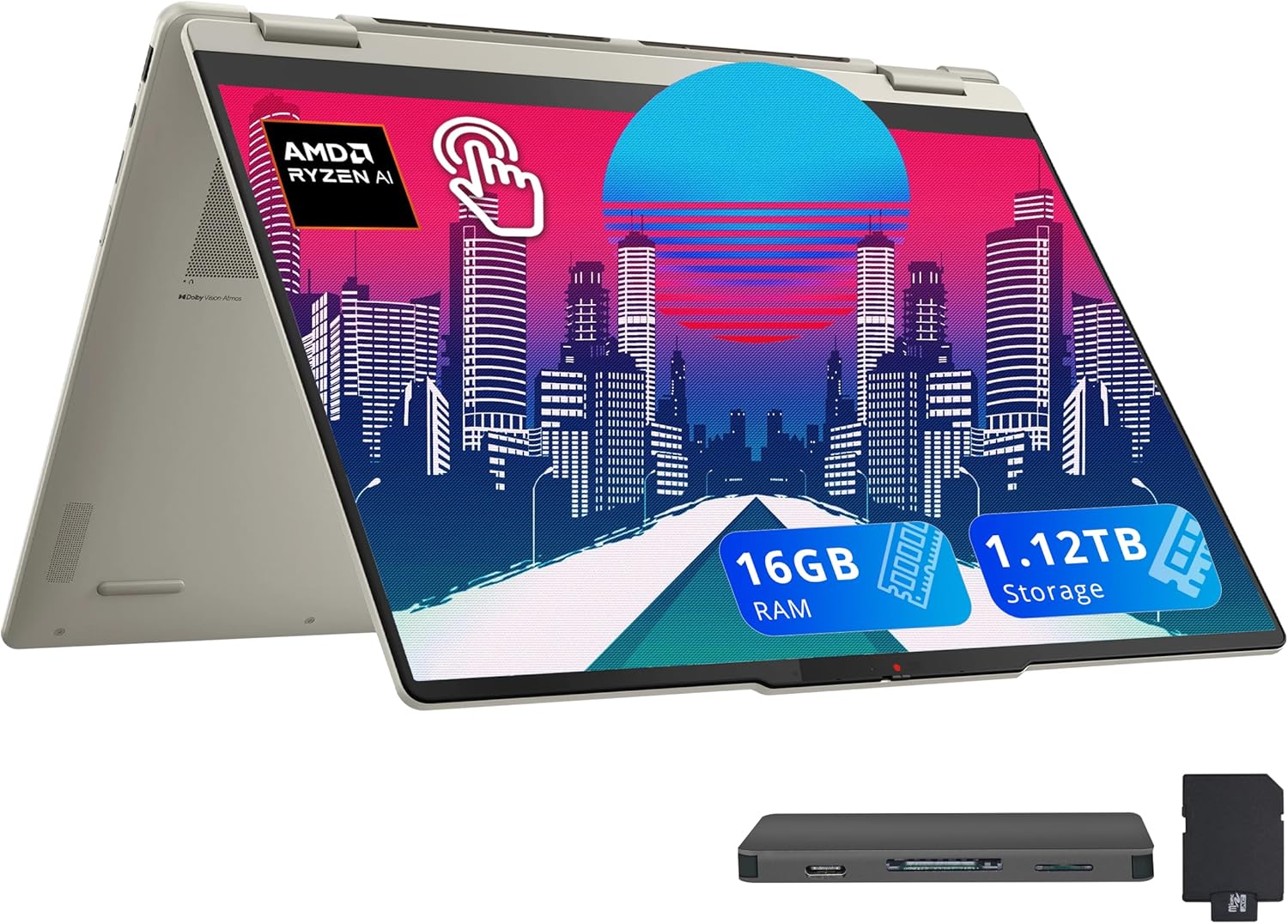 Lenovo - Yoga 7i 16" 16:10 300 Nits WUXGA 2 in 1 Touch-Screen Laptop – 12-Core Ultra 5 125U(Beats i7 1355U) - 2xThunderbolt4 - Wi-Fi6E - Backlit KB- Storm Grey Win11 W/Cloth (16GB RAM | 512GB SSD)