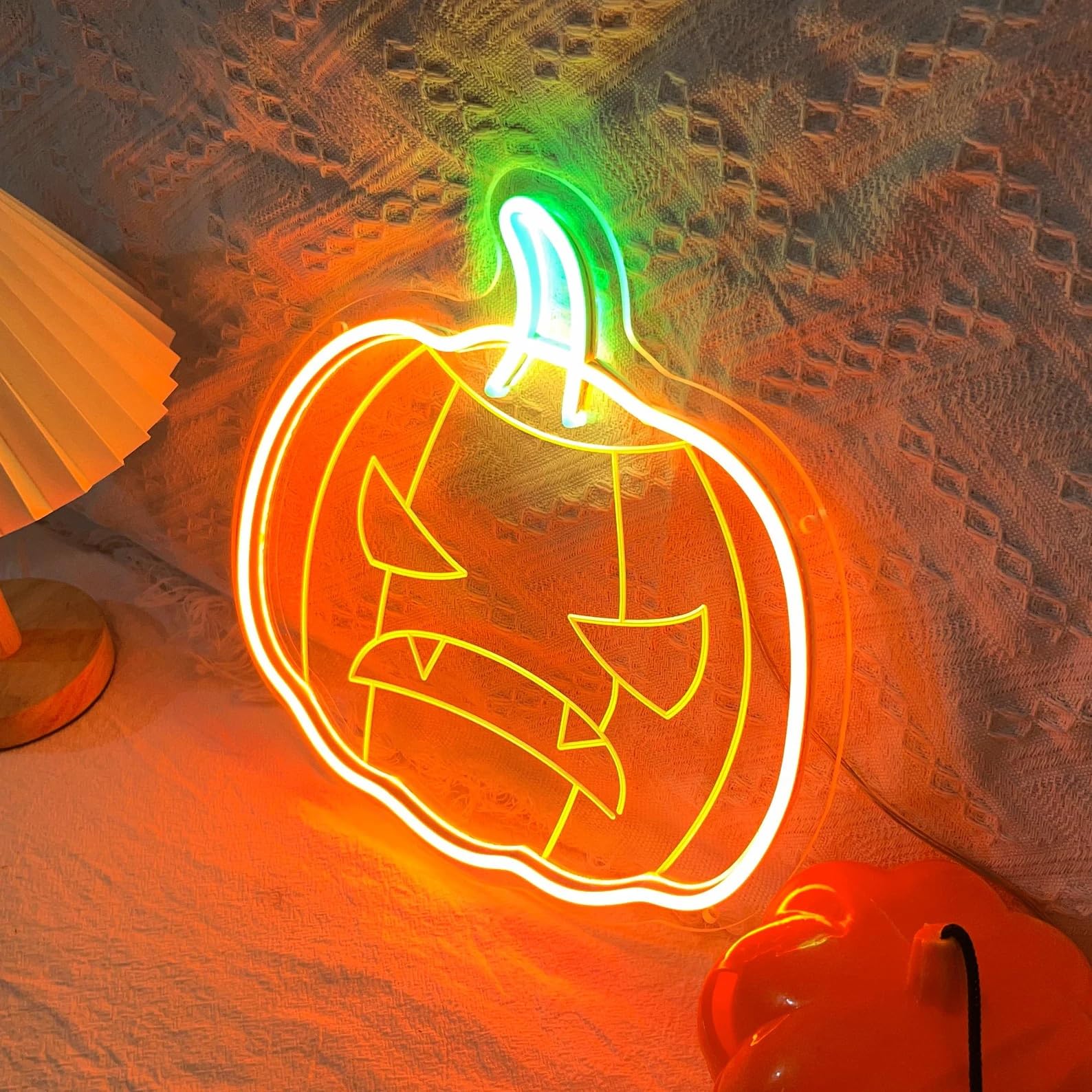 Kürbis-Neon-Schild, dimmbar – Festivals-Neonlicht zur Wanddekoration für zu Hause, Küche, Schlafzimmer, Bar, Pub und Club. USB-versorgtes Kürbis-LED-Leuchtzeichen für Halloween-Party-Dekorationen