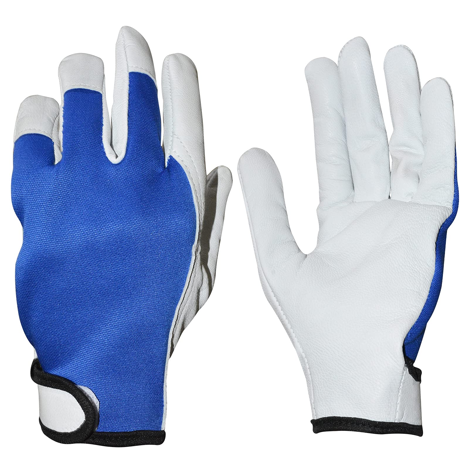 Ladies / Mens Leather Gardening Gloves Thorn Proof Garden Work Gloves Non Slip (Blue, Small)