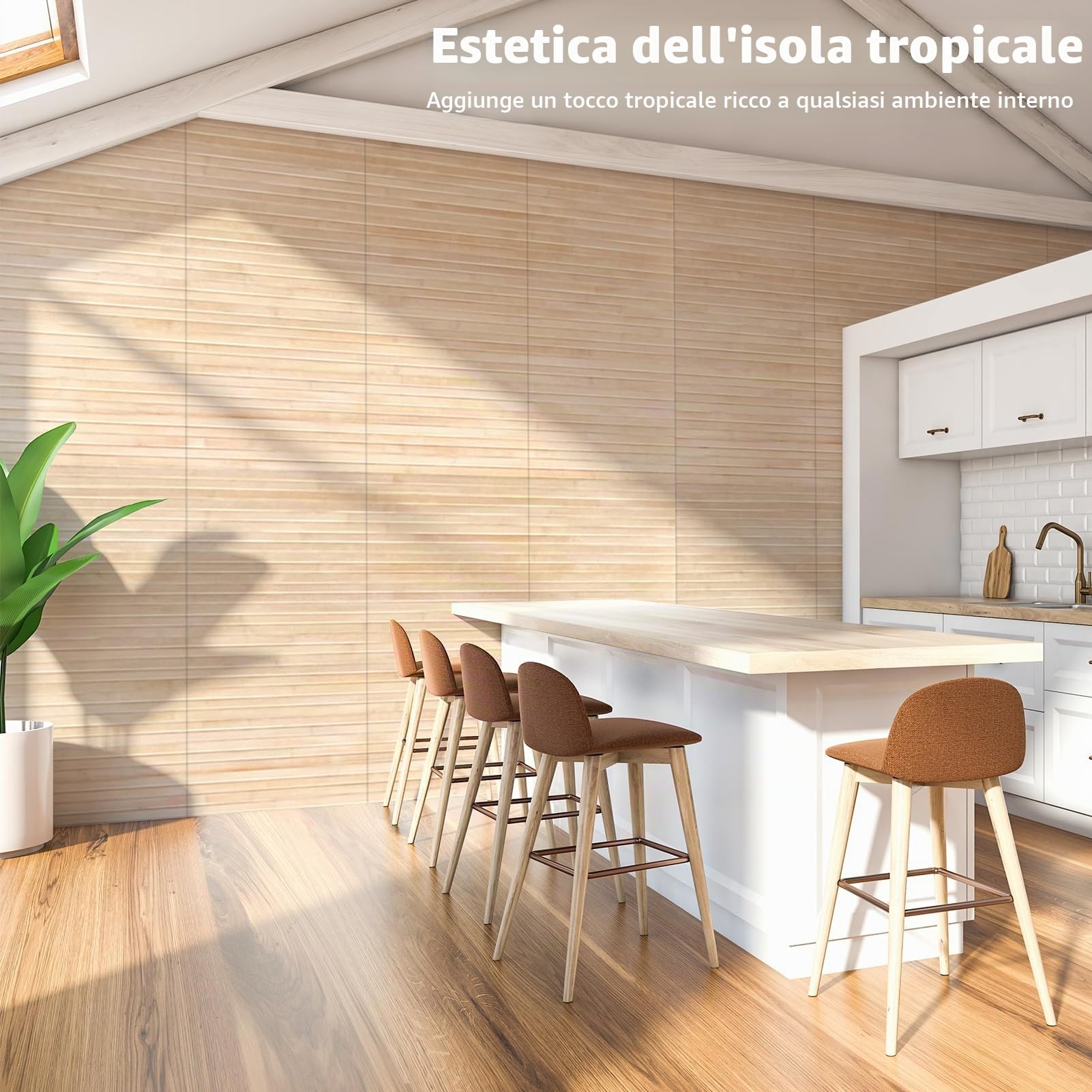 Art3d Pannello da parete in bambù naturale per decorazione da parete interna, rinnovabile, per pareti, soffitti, mobili, armadietti, ufficio, 30 x 244 cm, carbonizzato