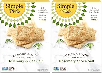 Simple Mills Almond Flour Crackers, Rosemary & Sea Salt - Gluten Free, Vegan, Healthy Snacks, 4.25 Ounce (Pack of 2)