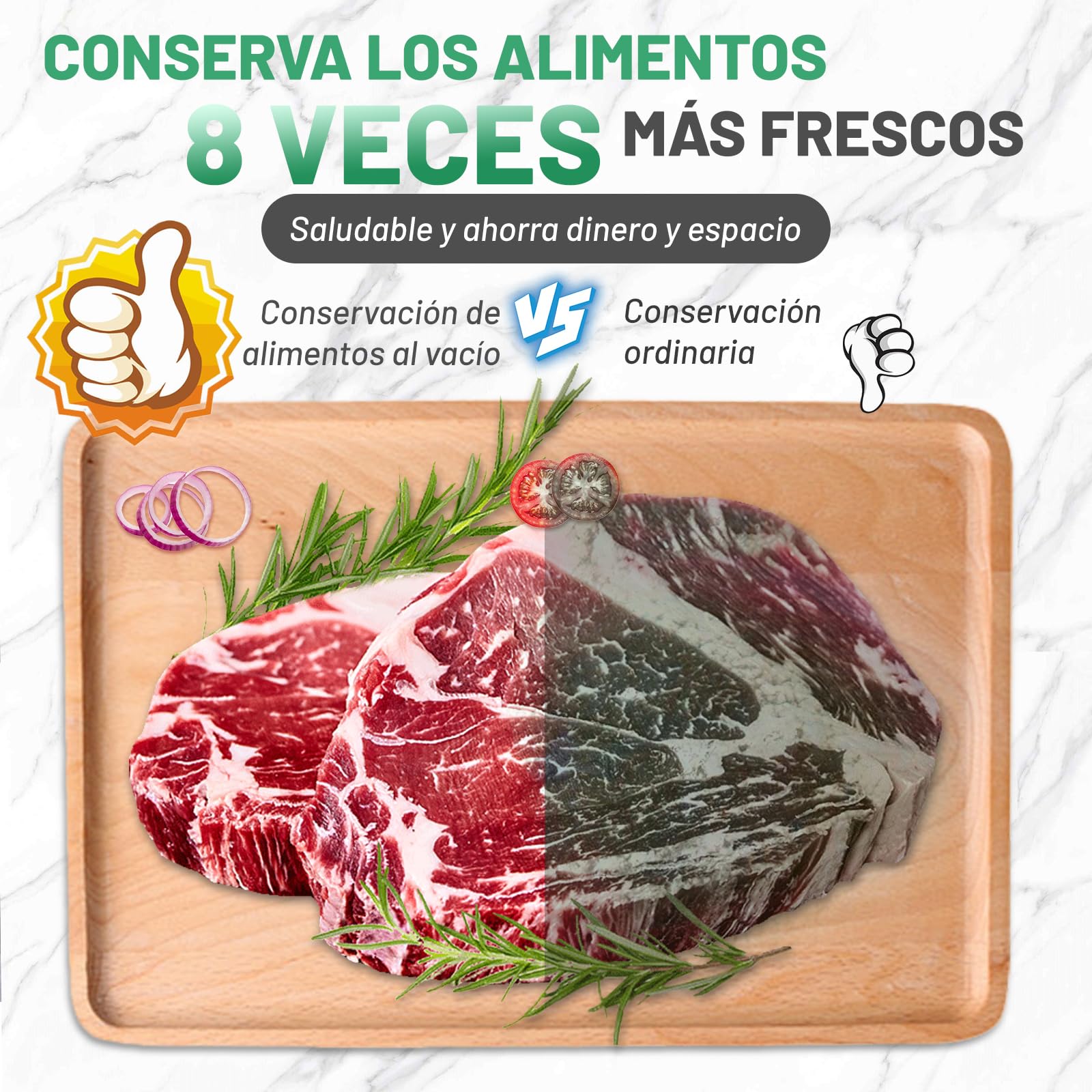 Raycial Envasadora al VacíO 5 en 1 Con Bolsas de Envasado al VacíO, Sellador al Vacio de Alimentos Secos Y HúMedos, Maquina al Vacio de Alimentos para Alimentos, Compacta, Totalmente AutomáTica