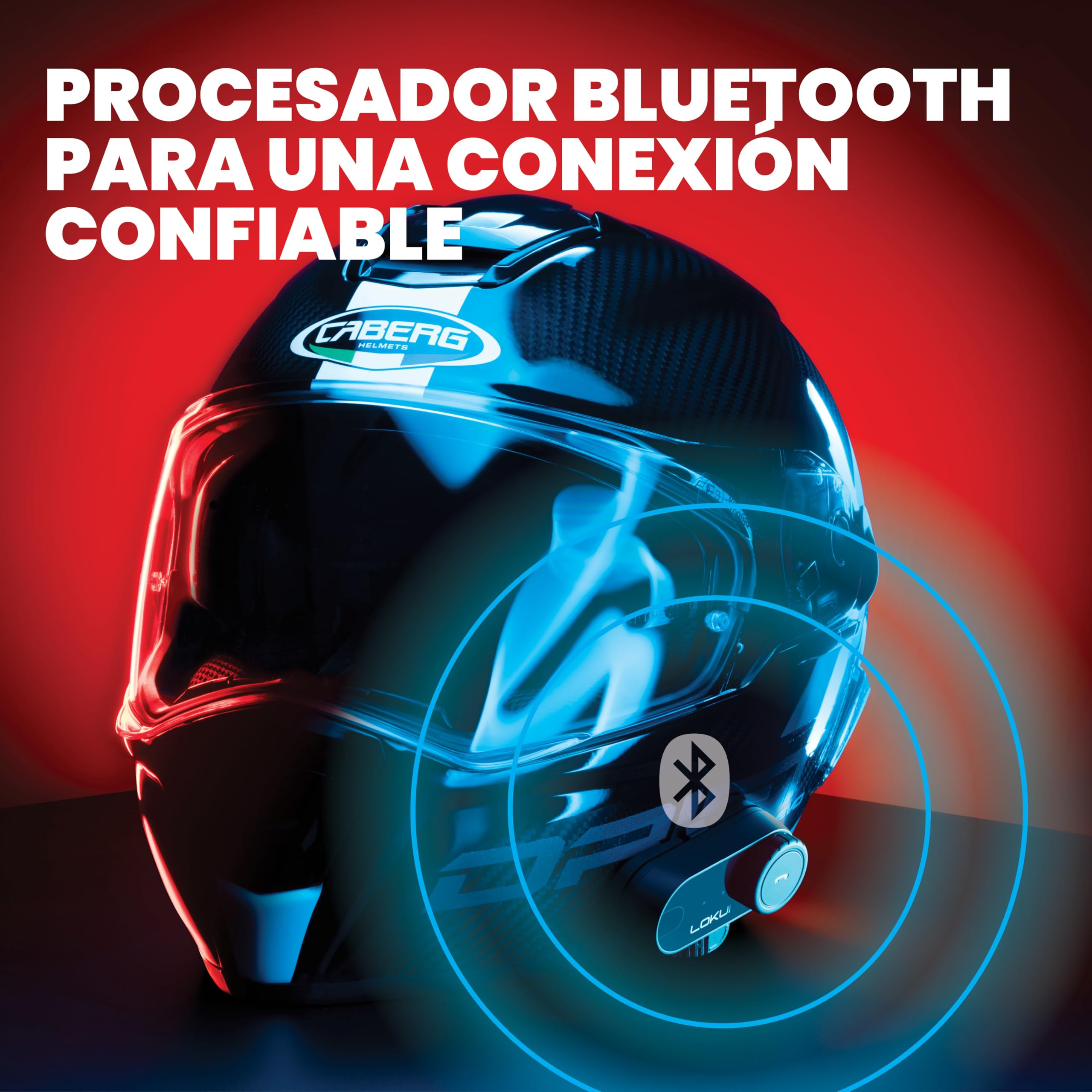 Midland - Intercomunicador Casco Moto Único Lokui K30, Auriculares Moto Inalámbricos Bluetooth Universales e Impermeables, Alcance 800m para 2 Personas, Batería 10H, Radio FM, Cancelación Ruido