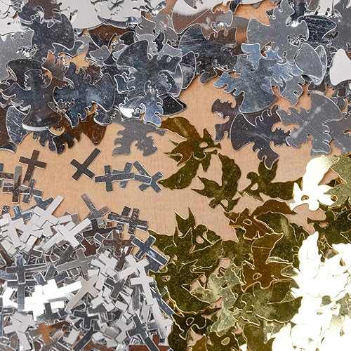 Miniatura 7 de Cruz de confeti de Navidad en oro, ángel plateado con cuerno, paquete de 3 (1.5 onzas) #3002