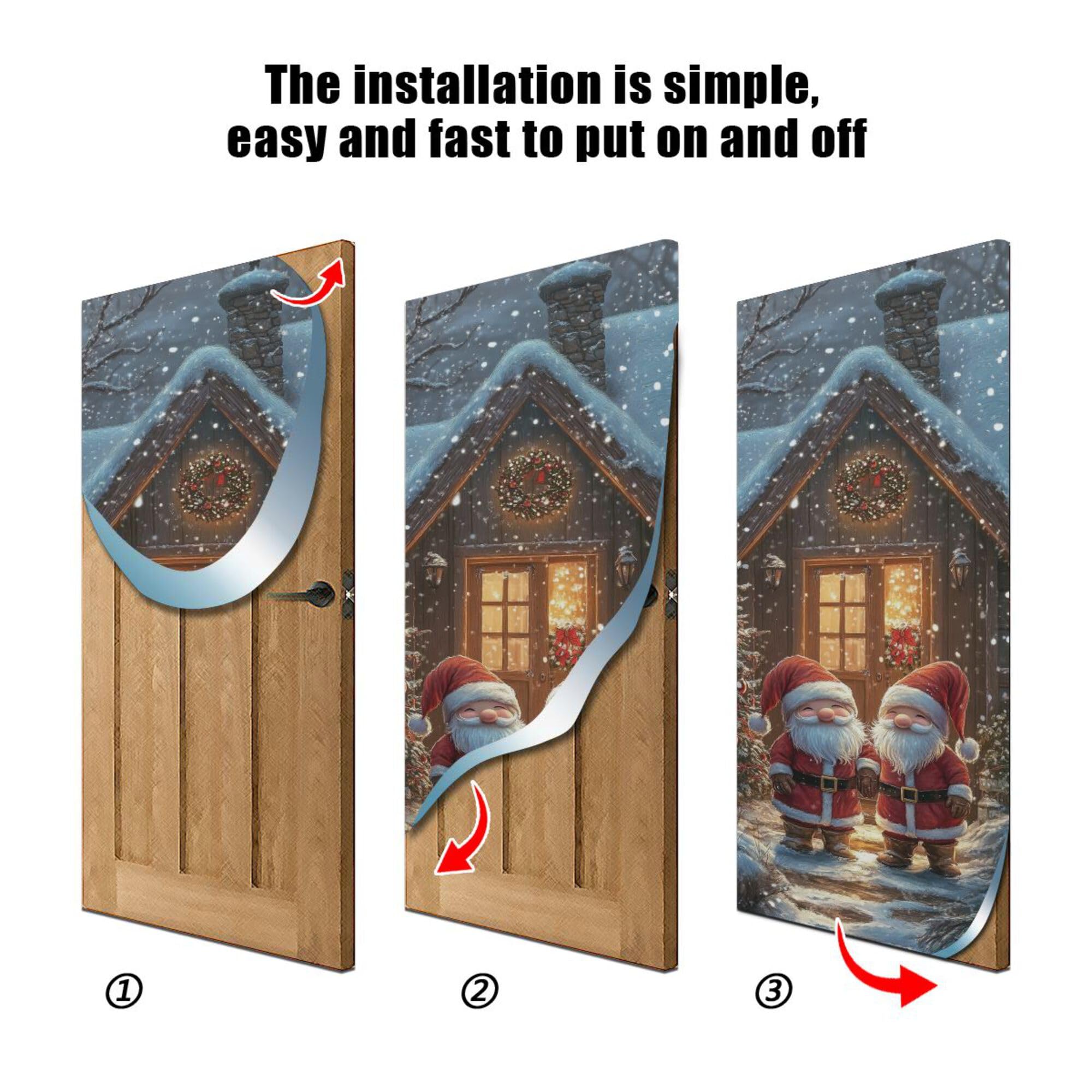 SEHANY Christmas Gnomes Santa Door Cover Outdoor Decor, High Stretch Fabric Christmas Front Door Cover Christmas Banner Door Cover for Front Door Festive Party Home Decor 32 * 79inch