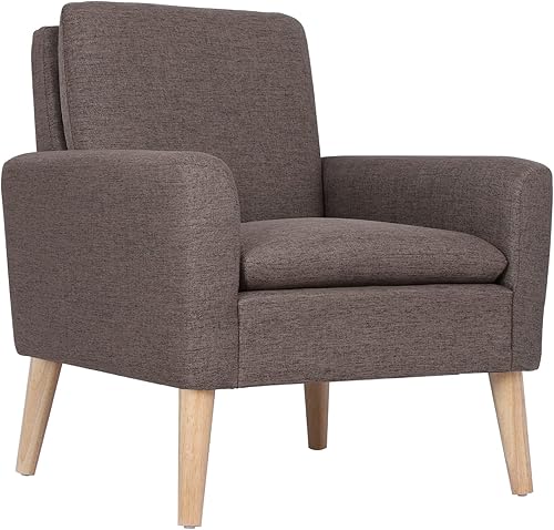 Lohoms Silla decorativa Mid-Century de tela moderna, cómoda silla tapizada para sala de estar, dormitorio, sala de espera (marrón)