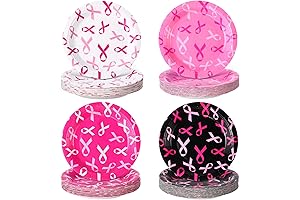 Nuogo Breast Cancer Awareness Paper Plates 120 Pcs for Party Decoration