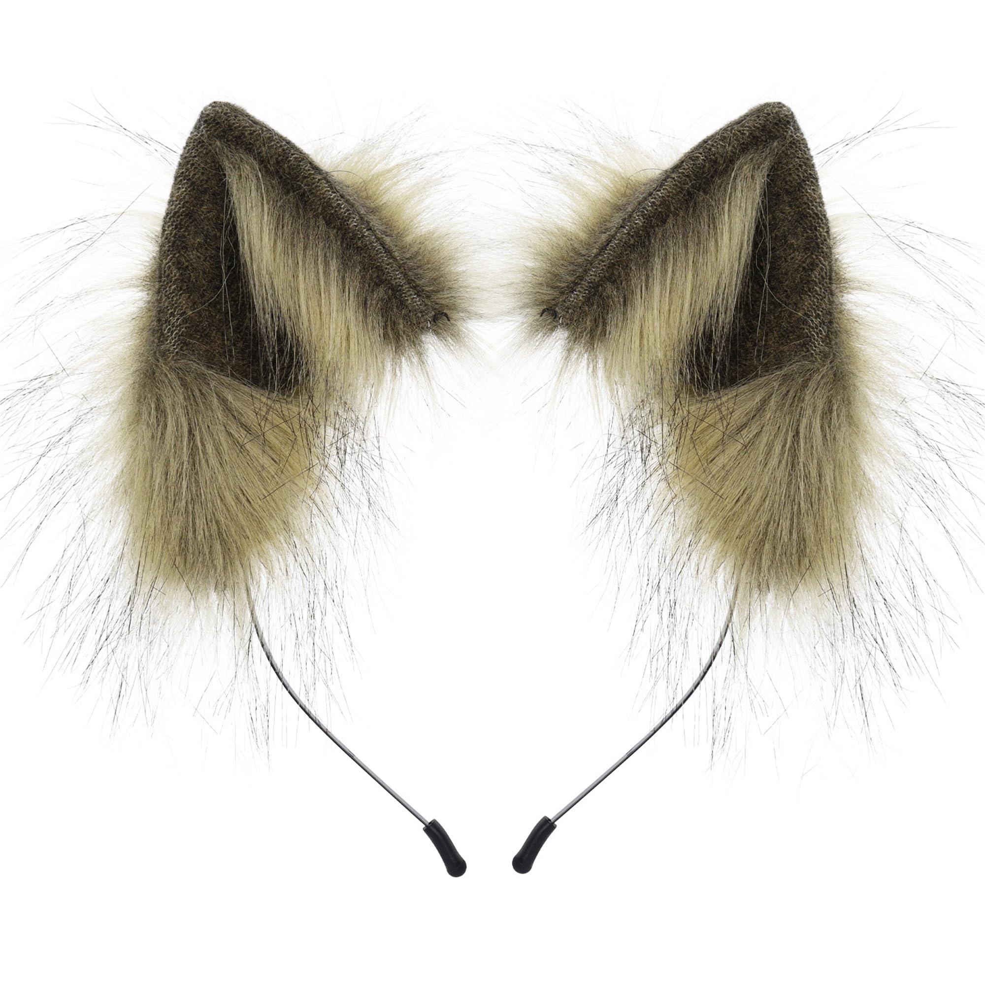 SANSIWU Halloween Fashion Faux Fur Cat Ears Hair Clip Party Costume Ornament Furry Wolf Fox Tail Bell Leather Neck Chocker Cosplay Toy Set (C-Yellow Single Headband, One Size) — image 1