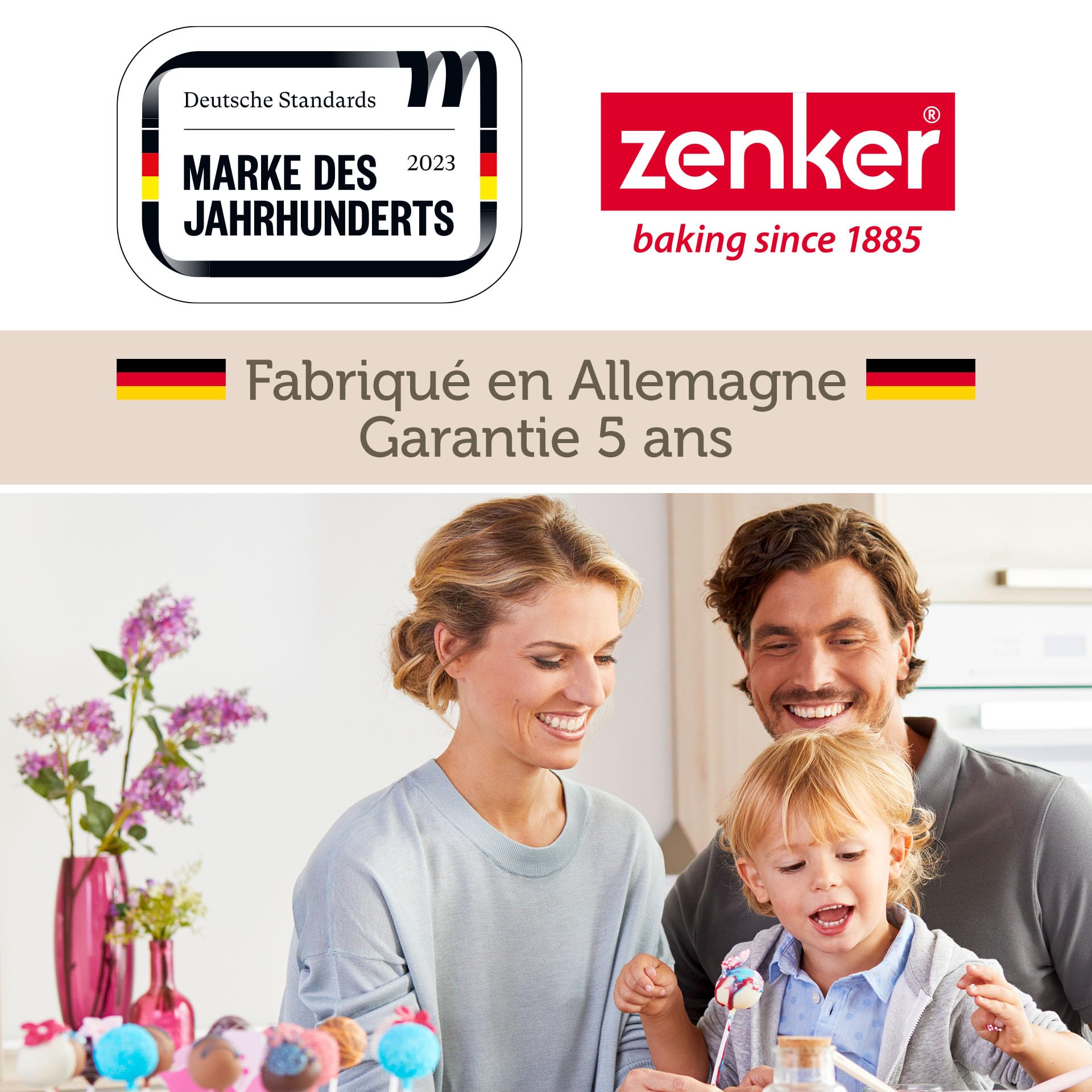 Zenker Bake, Click & Go Moule à charnière carré – 24 x 24 x 8 cm – Moule à gâteau avec couvercle vendu séparément pour un transport direct – Moule à gâteau pour la cuisson et le transport
