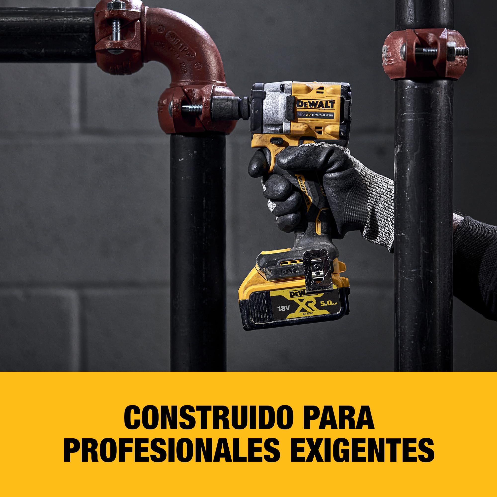 DEWALT Llave de impacto compacta 18V XR Brushless 1/2" con yunque de pasador de retención, solo herramienta, DCF922N-XJ