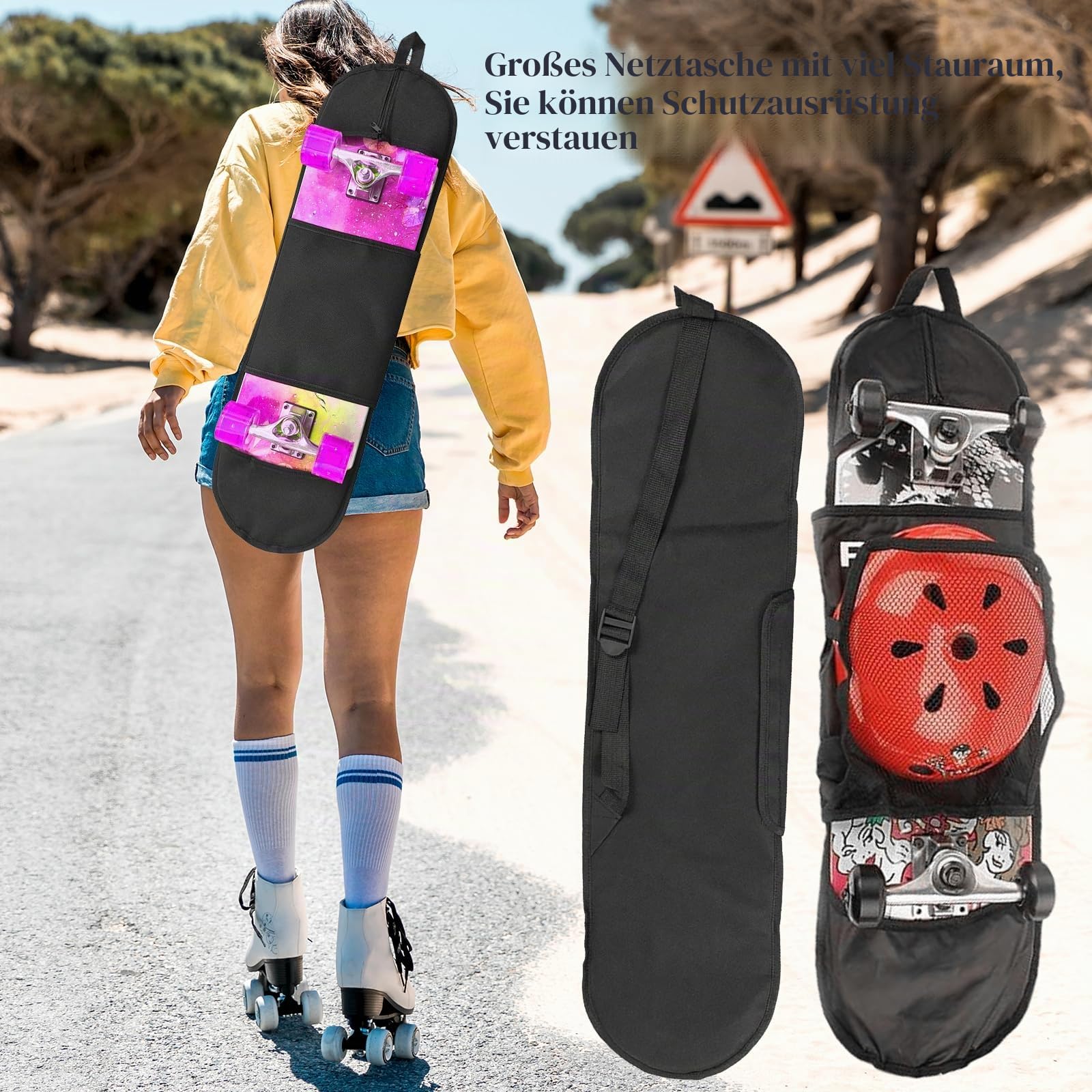 Longboard-Schutzhülle, Skateboard-Tasche, Transporttasche, Longboard, Rollen, Skateboard-Tasche, Longboardhülle, geeignet für Skateboards unter 31,4 Zoll
