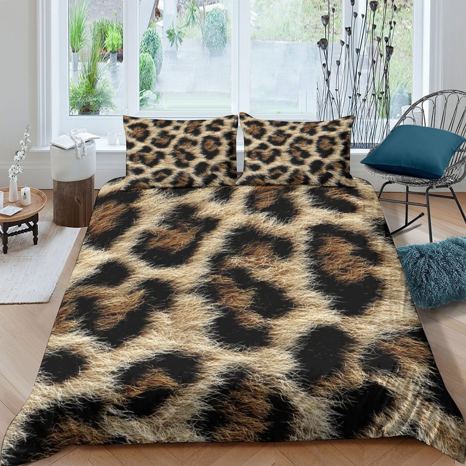 Ctjqhvkz Style-2 3D Printed Leopard Pattern Fitted Sheet Microfiber Animal Skin Bed Cover For Bedroom Decor Anti-Slip Machine Washable Single（135X200cm）