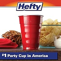 Vista 2 de Hefty Party On - Vasos de plástico desechables, color rojo, 18 onzas, 8 paquetes de 25