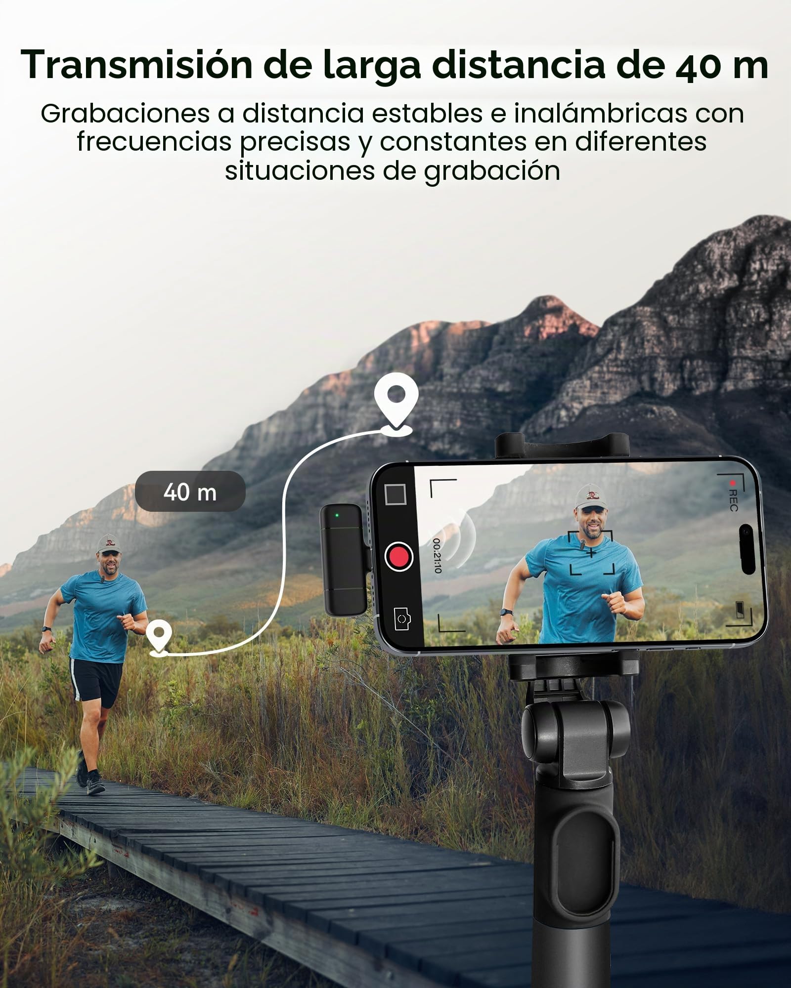 KUKIHO Microfono inalambrico Mini de Solapa para iPhone y Android，Microfono de Clip para Video/Vlogs/Youtube/TikTok Podcasts Estuche de Carga, 40m Alcance.