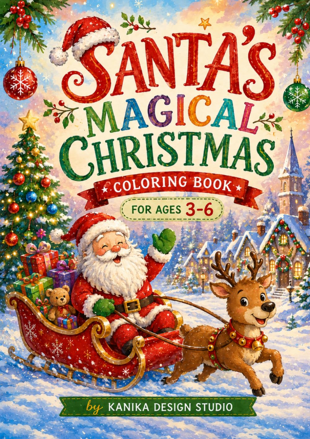Santa's Magical Christmas Coloring Book for Kids Ages 3–6: Simple & Fun Coloring Pages Featuring Santa, Reindeer, Snowmen, Christmas Trees, Elves, Gingerbread Houses & More!