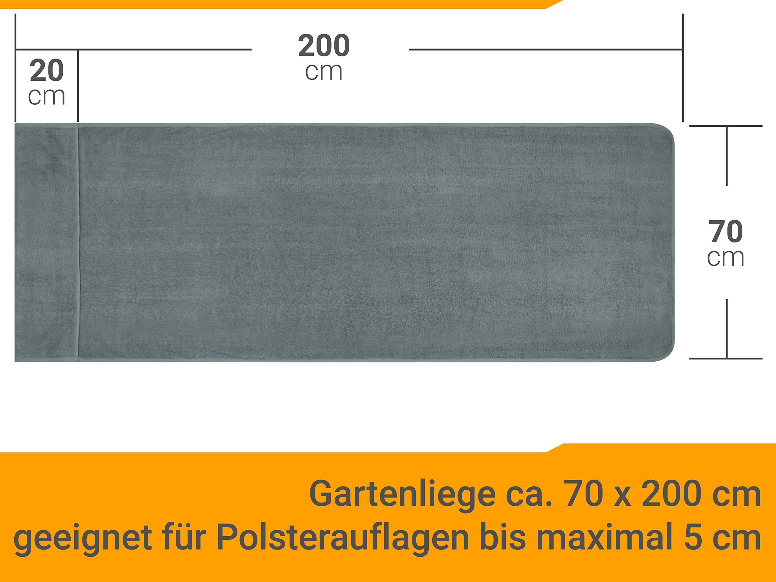 npluseins Juego de 2 Funda Tumbona Jardin, 70x200 cm, Tejido Rizo de 100% algodón, Toalla Tumbona con diseño Sencillo, 1593.2317 - Gris