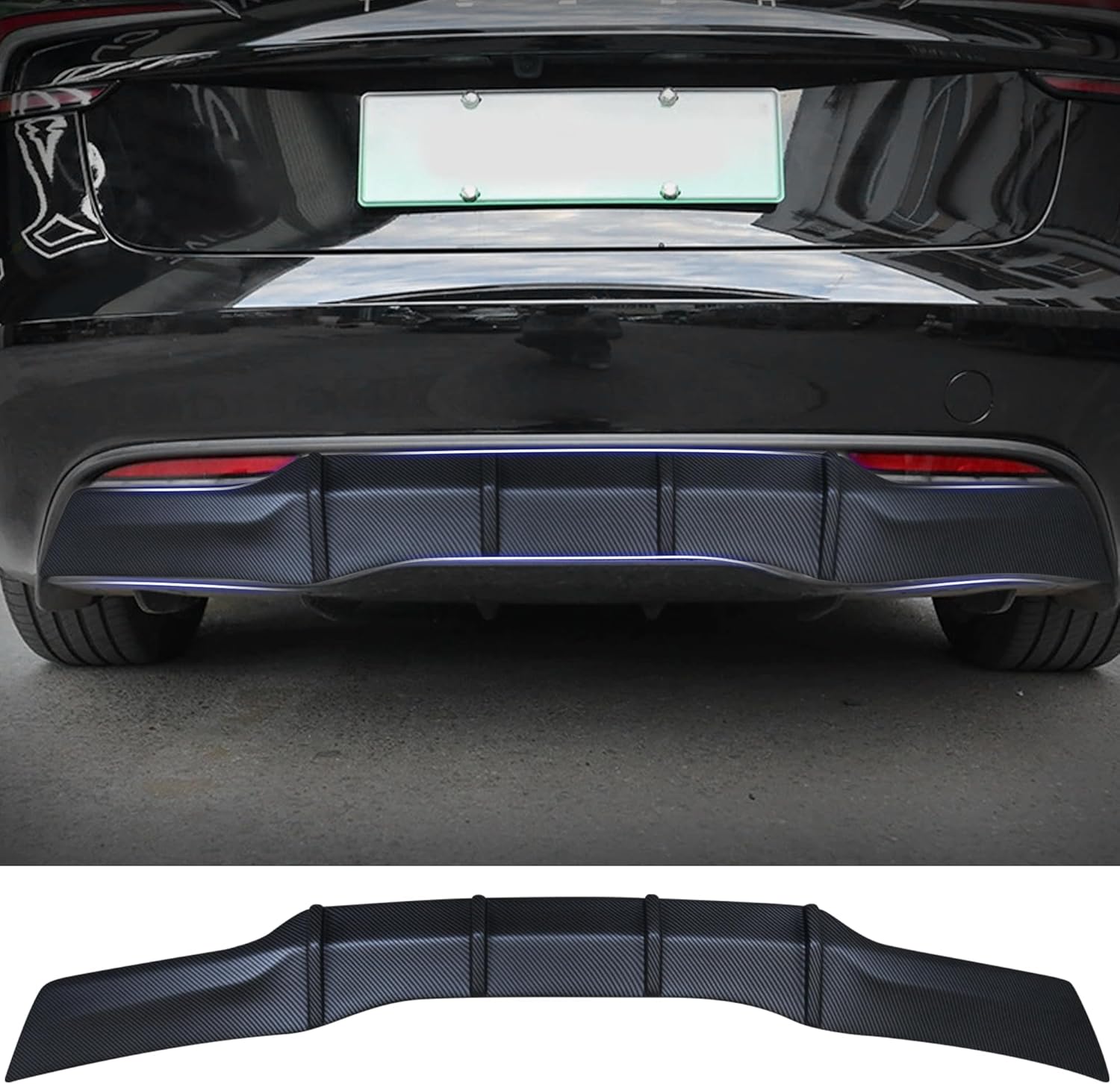 Rear Diffuser for Tesla Model 3 2024-2025 Highland – No Drilling. This Rear Bumper molding Protector Lip is Made from PP Material with (Matte Carbon Fiber) Model 3 Highland (Matte Carbon Fiber)