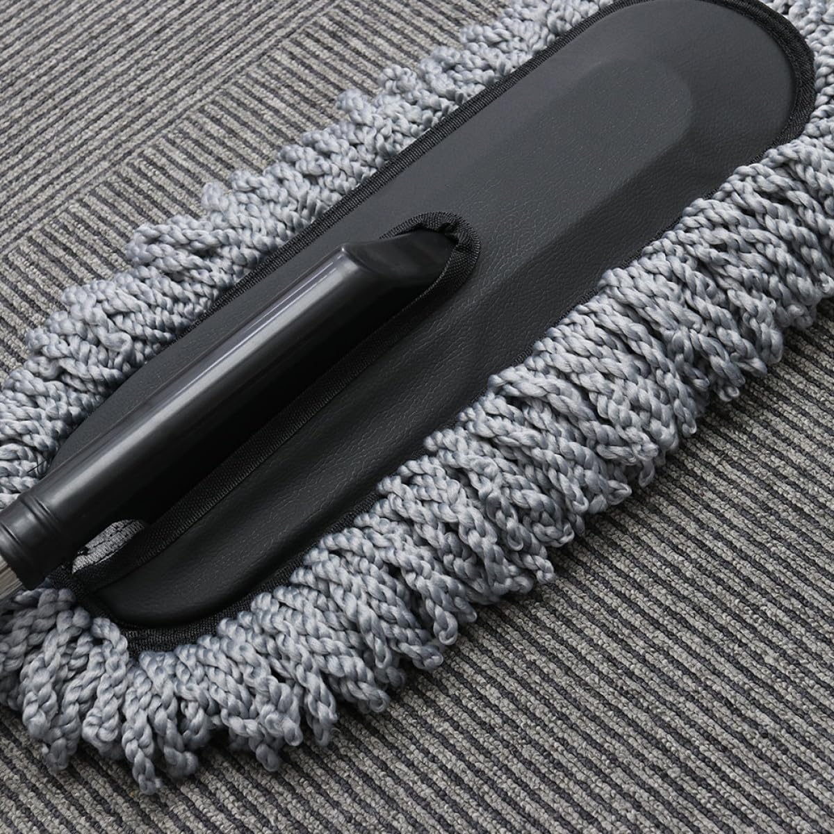 Cepillo para Limpiar Polvo de Coche 2 Piezas con Mango Telescópico de Acero Inoxidable Gris, Limpiador de Autos Versátil para Interior y Cuidado Automotriz Doméstico
