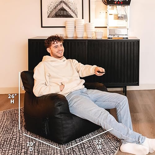 Miniatura 104 de Big Joe Roma - Puf para niños, sherpa de avena y rosa del desierto, gamuza vegana, 2 pies, ligero, recargable, asiento para niños Avena/Rosa del