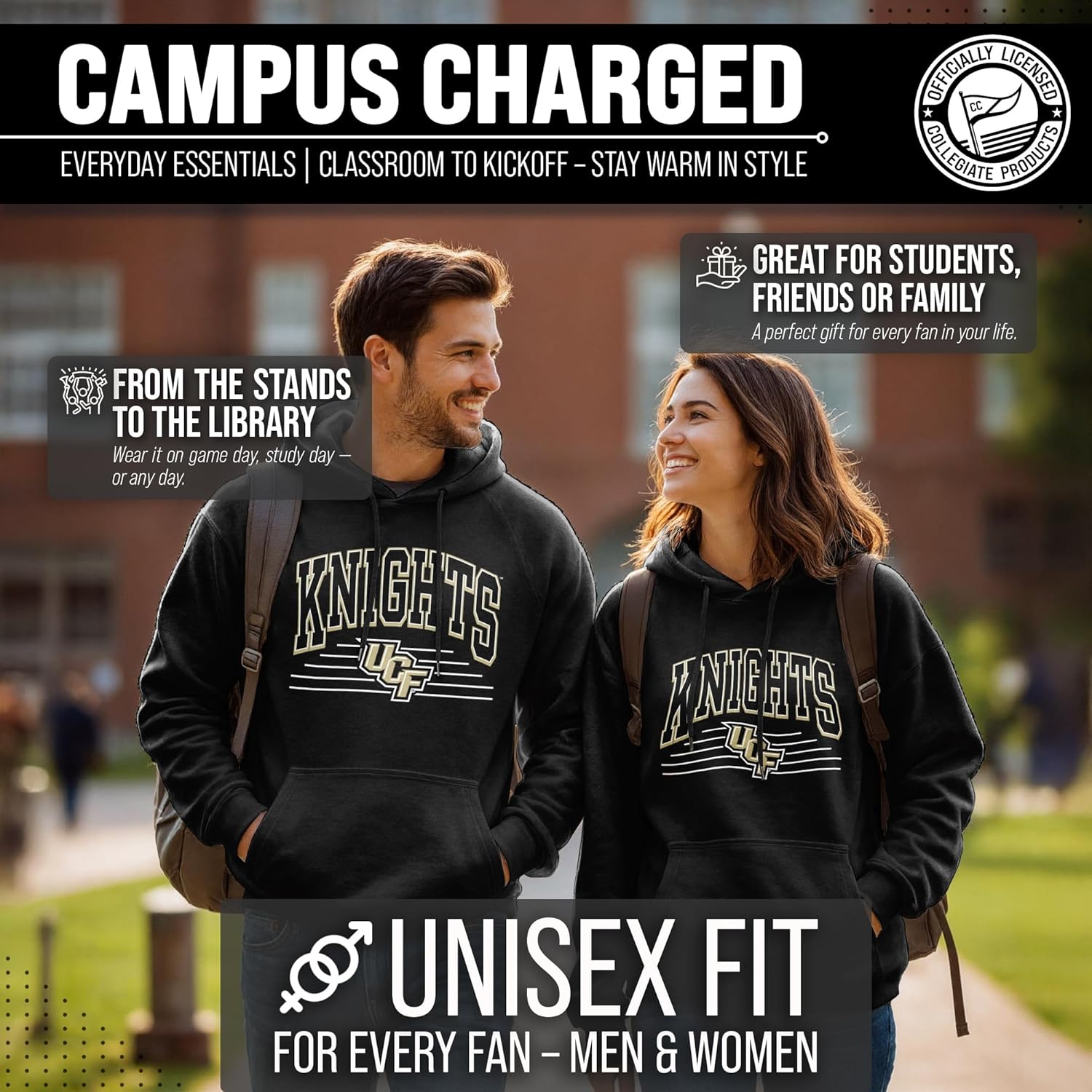 Campus Colors NCAA Adult Unisex Overtime Classics Hooded Fleece Sweatshirt, Cozy Cotton Poly Blend, Timeless Design - Image 4