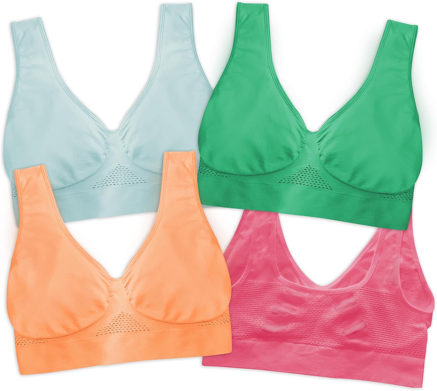 4-Pack Women's Seamless Wireless Cooling Unpadded Comfort Bra - Image 5