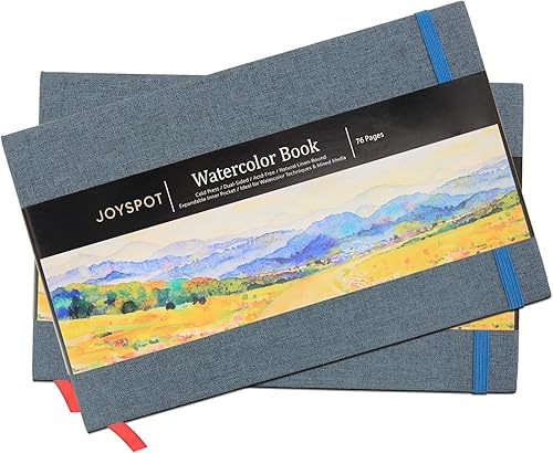 Miniatura 4 de JOY SPOT! Bloc de acuarela de 5.5 x 8.5 pulgadas, paquete de 2 (76 hojas), 110 libras (8.11 oz/m²), papel sin ácidos, libro de acuarela con