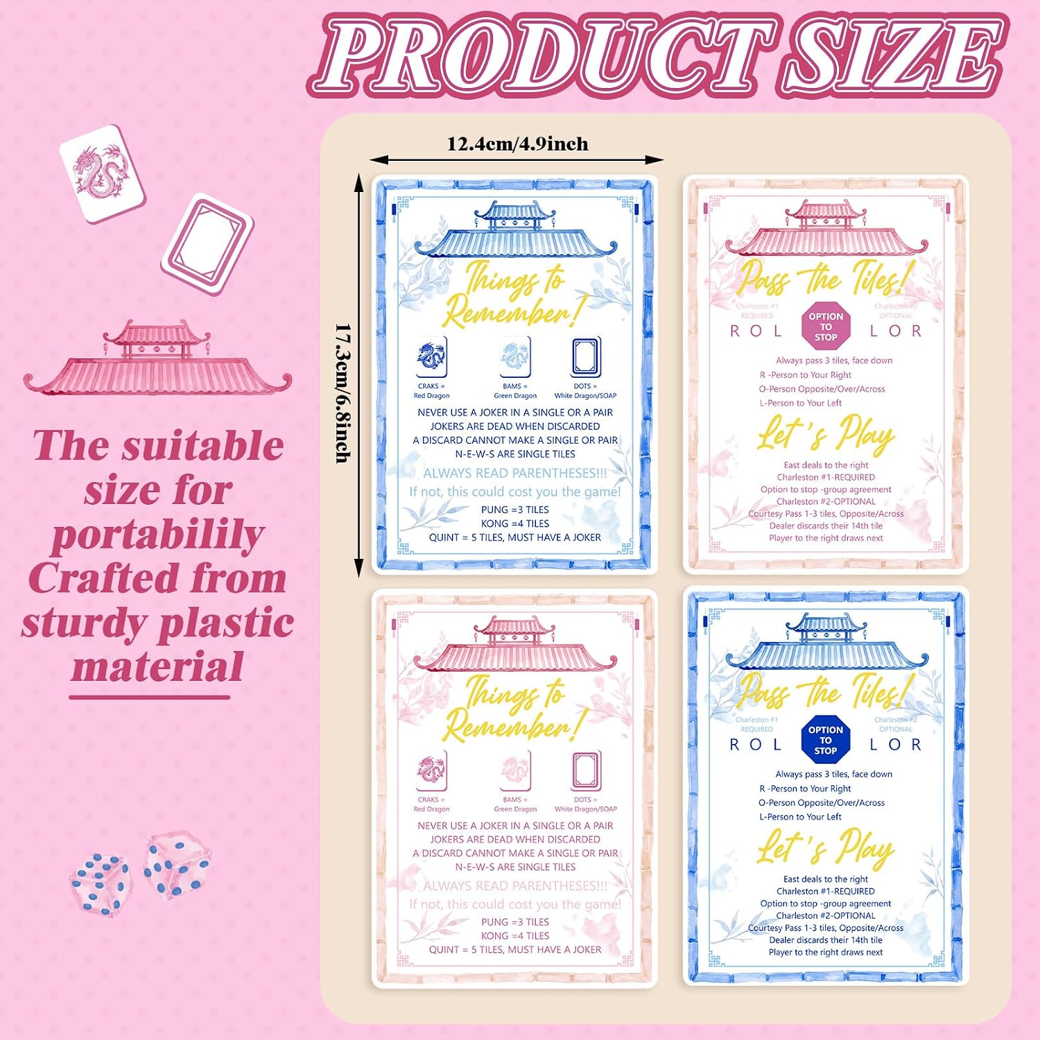 4 Pcs Mahjong Shuffler Tile Mixing Card,Gentle,Linear,City Tower image 2