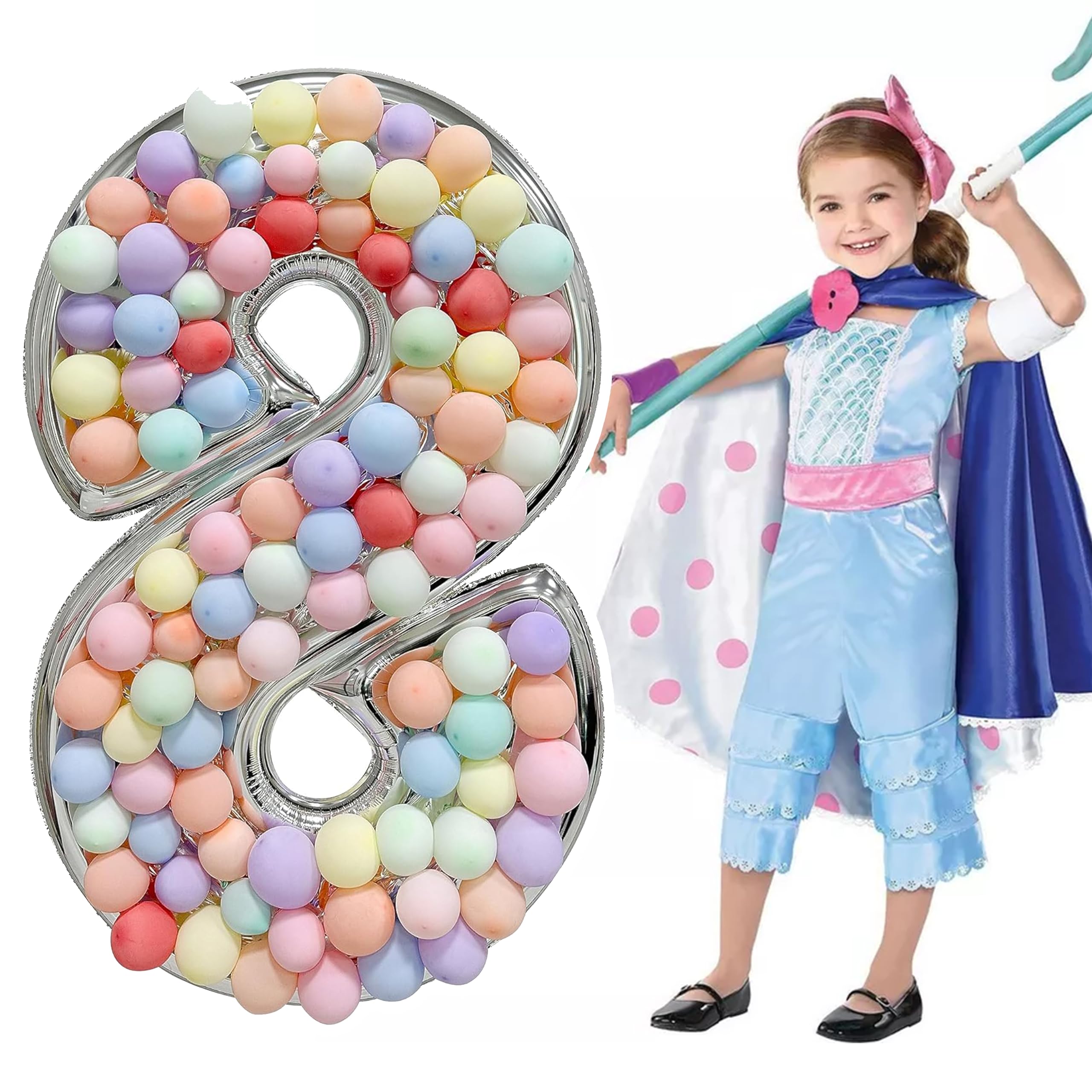 Skywin Large Numbers for Party Decor- 8, Big Numbers for Party Decorations 65 Inches (5.42 Feet) Mosaic Balloon Frame, Giant Balloon Frame, For