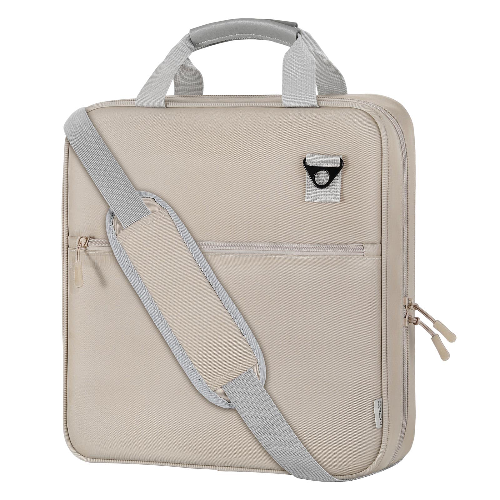 MoKo Zipper Binder, 2 Inch 3 Ring Binder with 500 Sheets Capacity & Shoulder Strap & Handle, Multi-Pocket Zipper Bag Organizer for Middle School, Light Tan