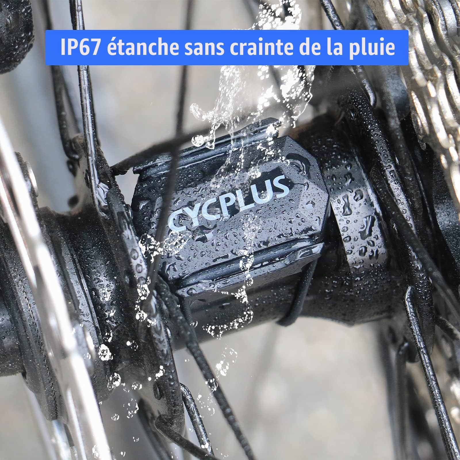 CYCPLUS Capteur Vélo Vitesse & Cadence Bluetooth Ant+ IP67 | Double protocole Bluetooth/ANT+, mode vitesse/cadence commutable, 9,2g ultra léger, batterie 300h, installation sans outil