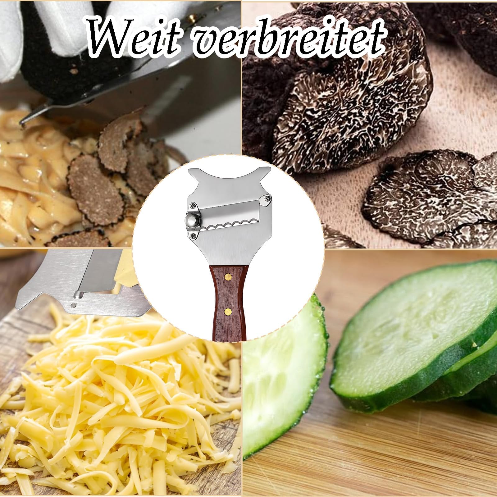 Einstellbare Trüffelhobel mit Holzgriff, 1 Stück Käsehobels, Edelstahl Trüffel Käsehobel, Schokoladenwickler-Werkzeug, Profi Käsehobel für Zuhause, Küche, Restaurant